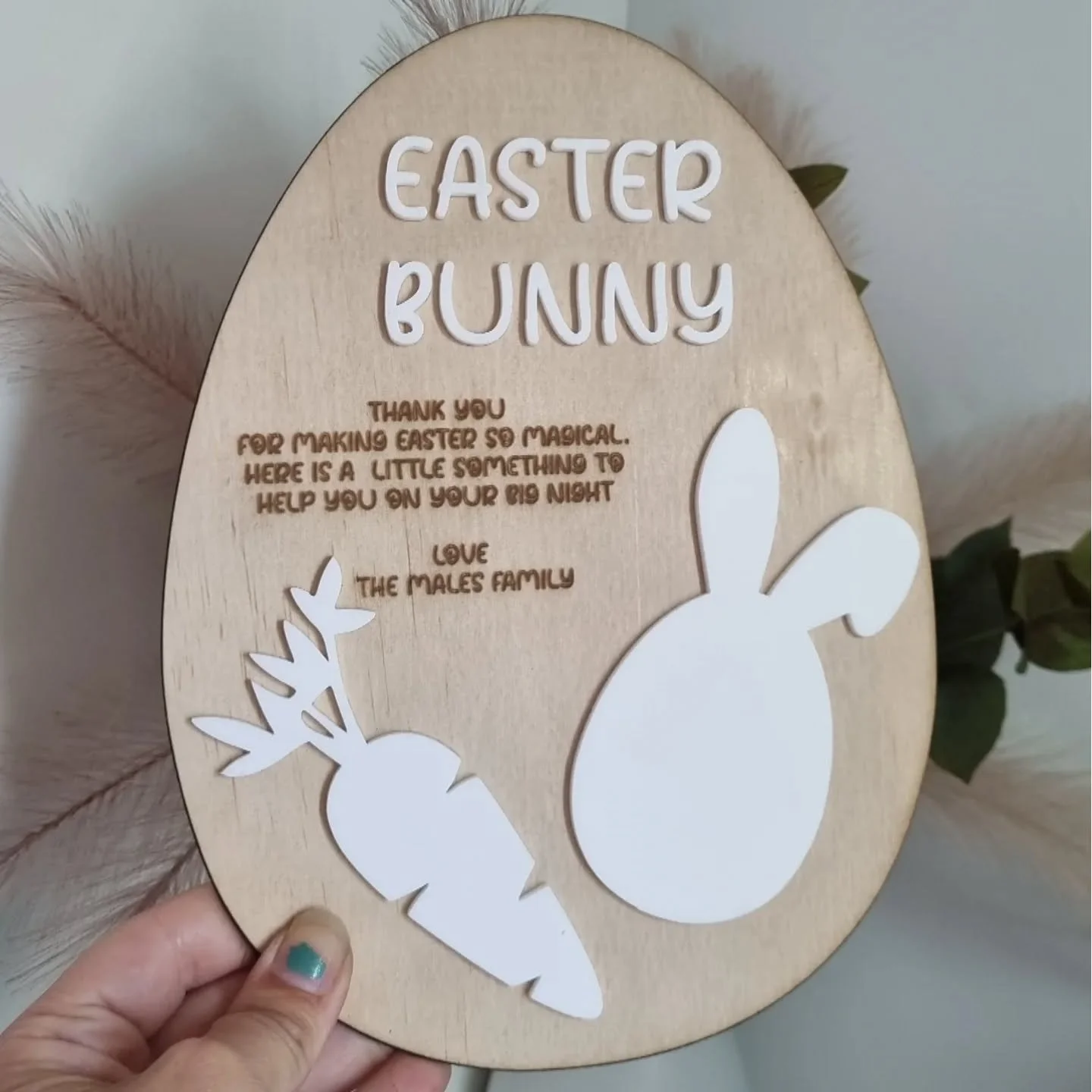 Easter Bunny Snack Board – Personalised Wooden Easter Board- Egg Shape