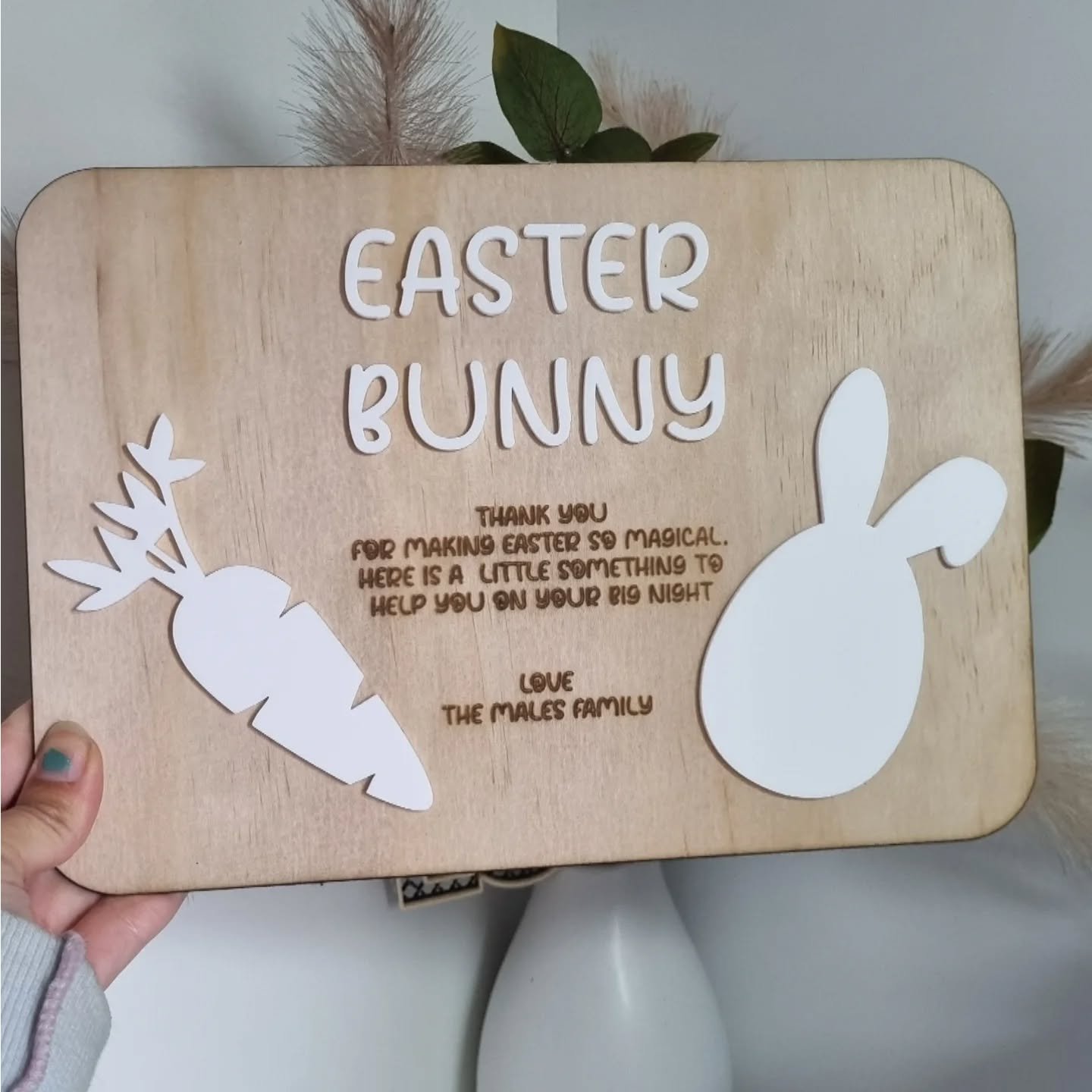 Easter Bunny Snack Board – Personalised Wooden Easter Board- Rectangle