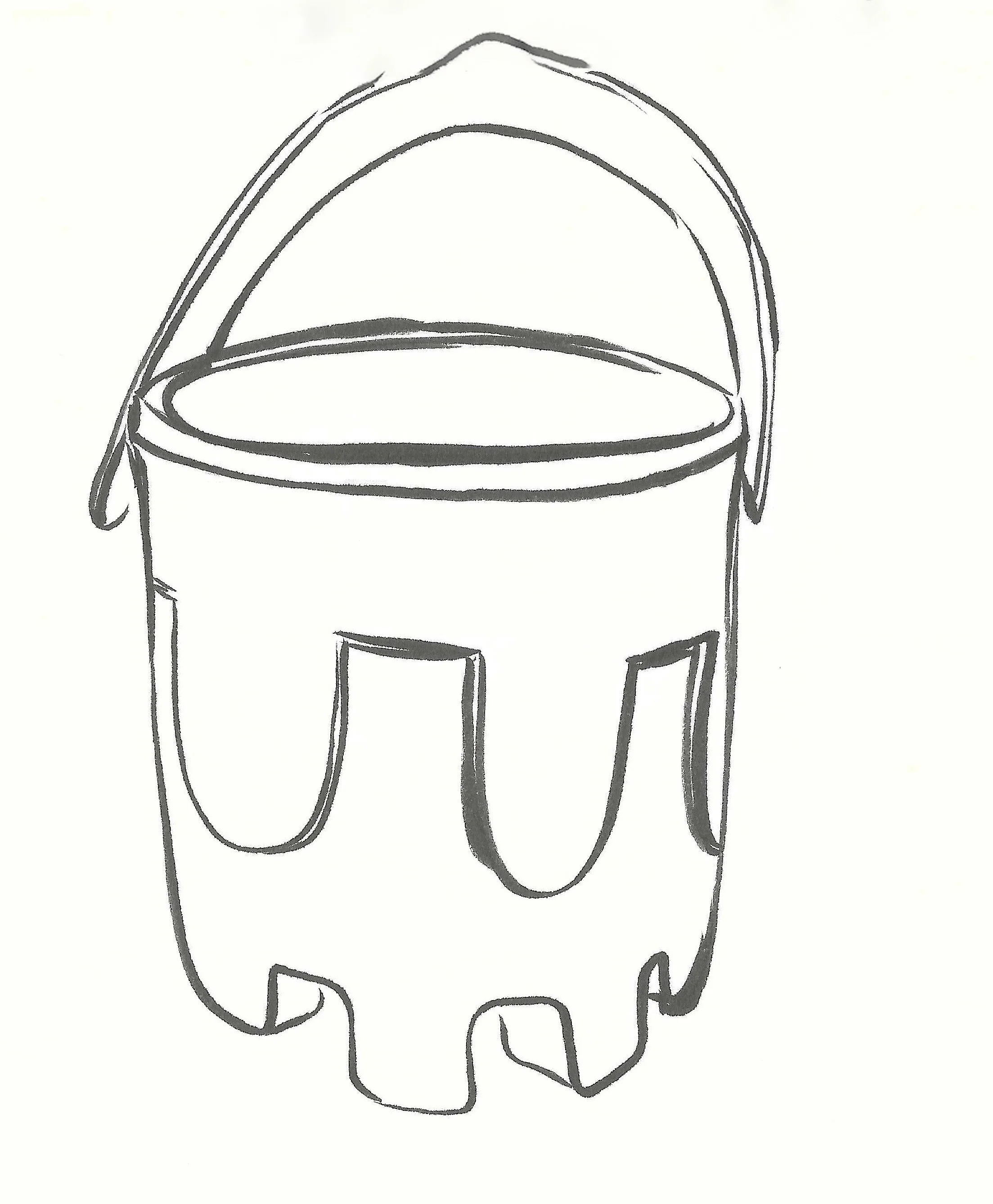 Sketch of a colorful paint bucket with a handle.