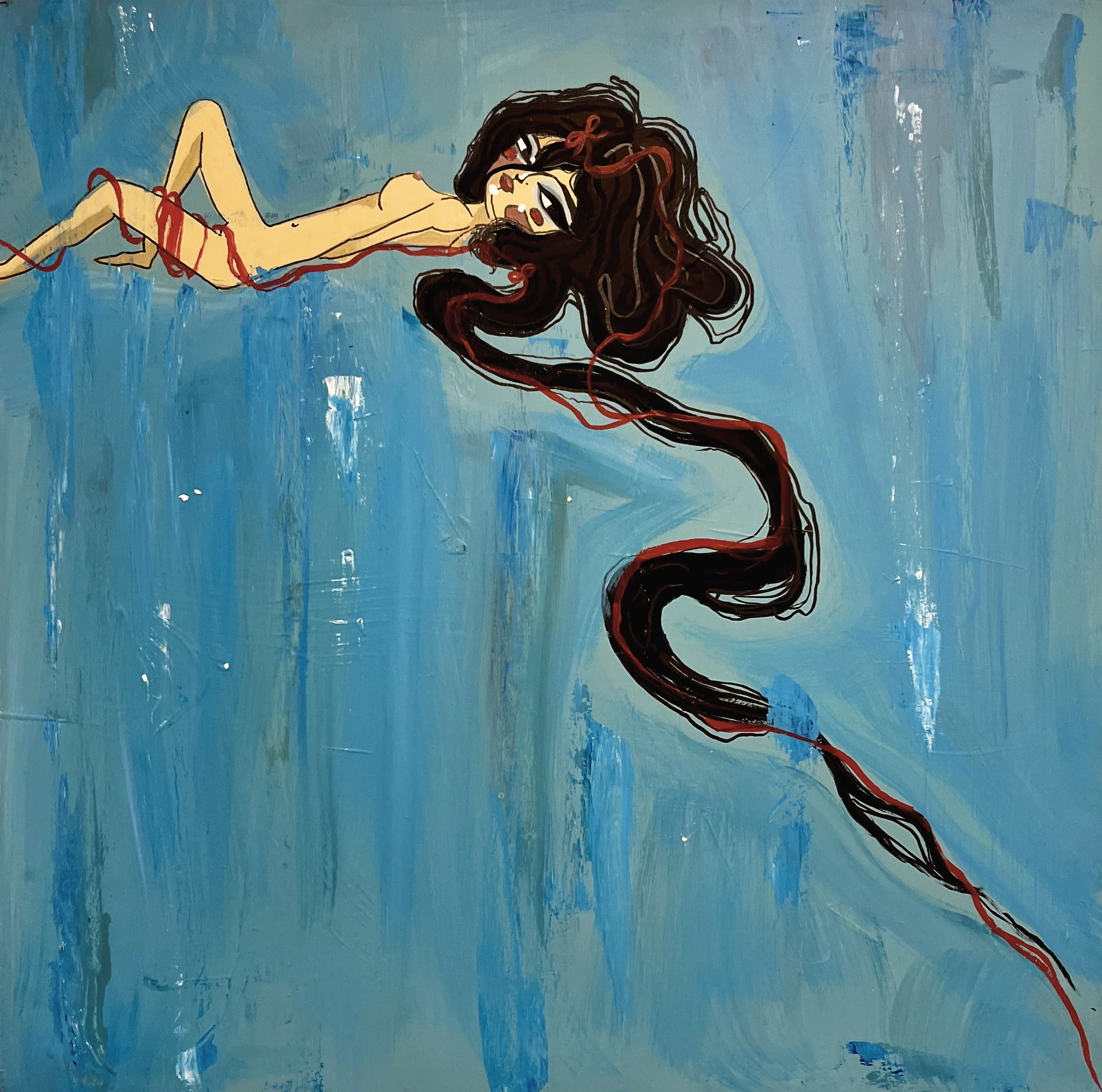 "Tangled Thread" 2024. Acrylic on Wood. 24" x 24"