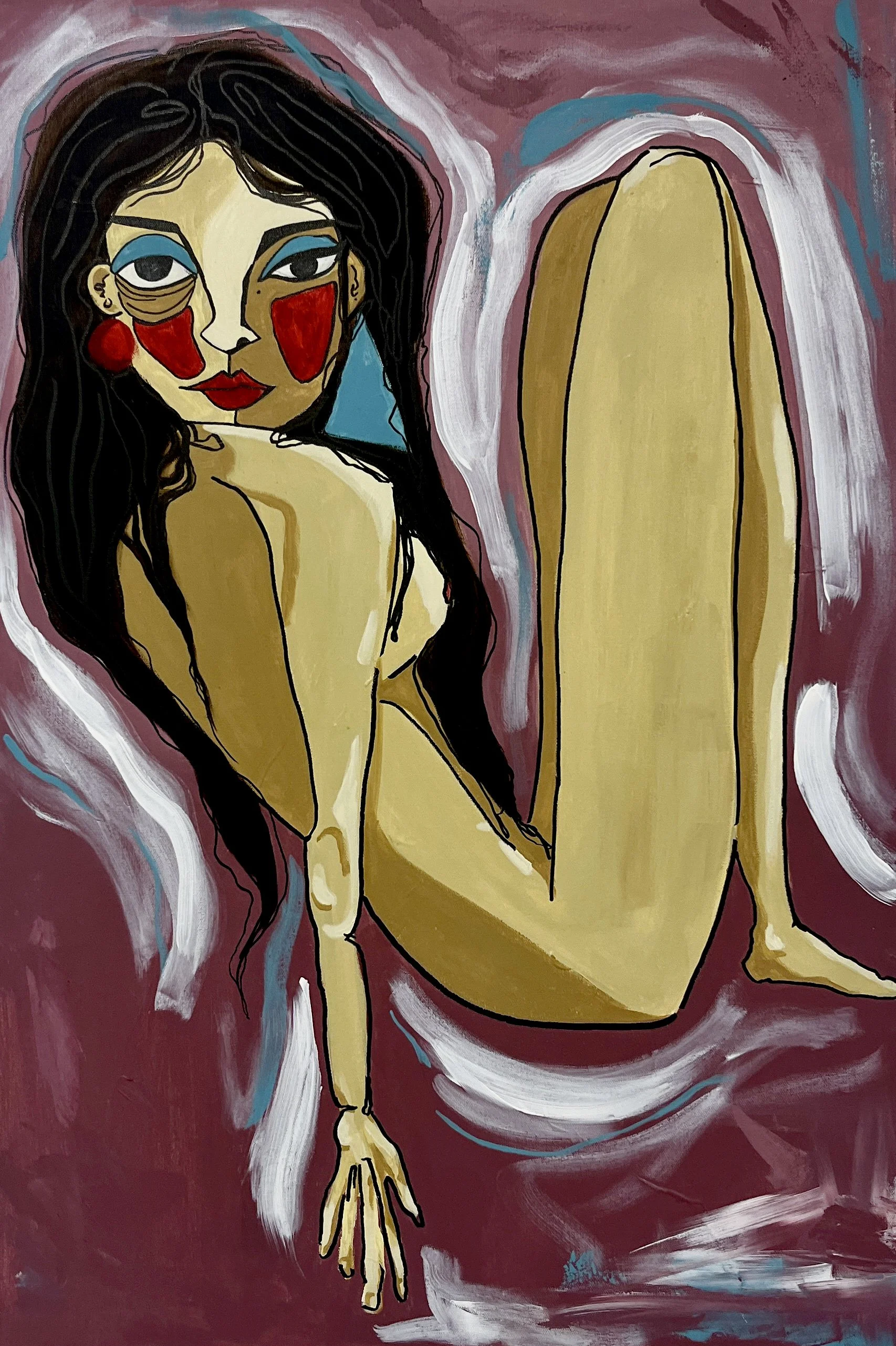 "Reverie in Mauve" 2024. Acrylic on Canvas. 36" x 24"