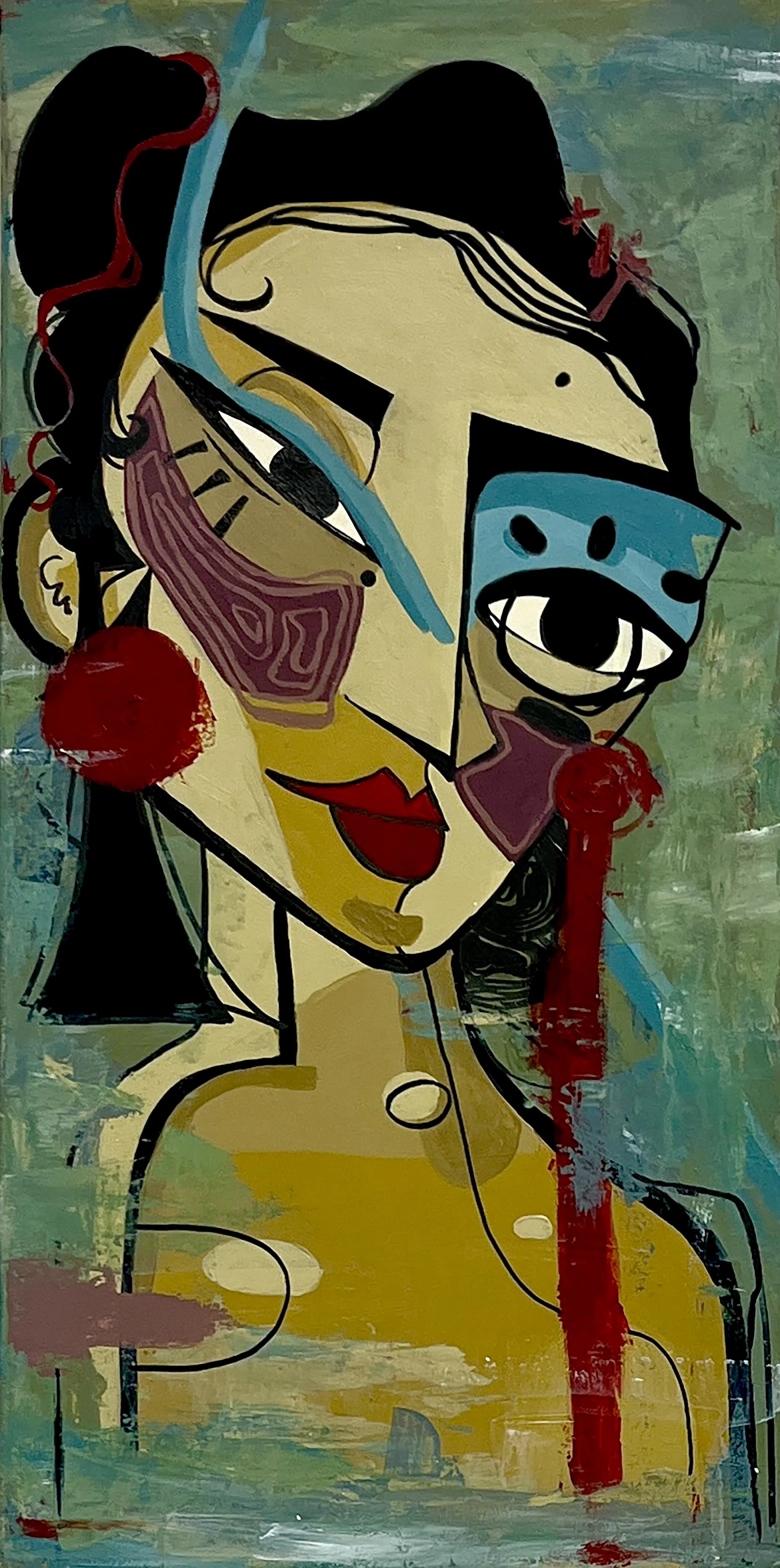 "Pieces of Her" 2024. Acrylic on Wood. 24" x 12"