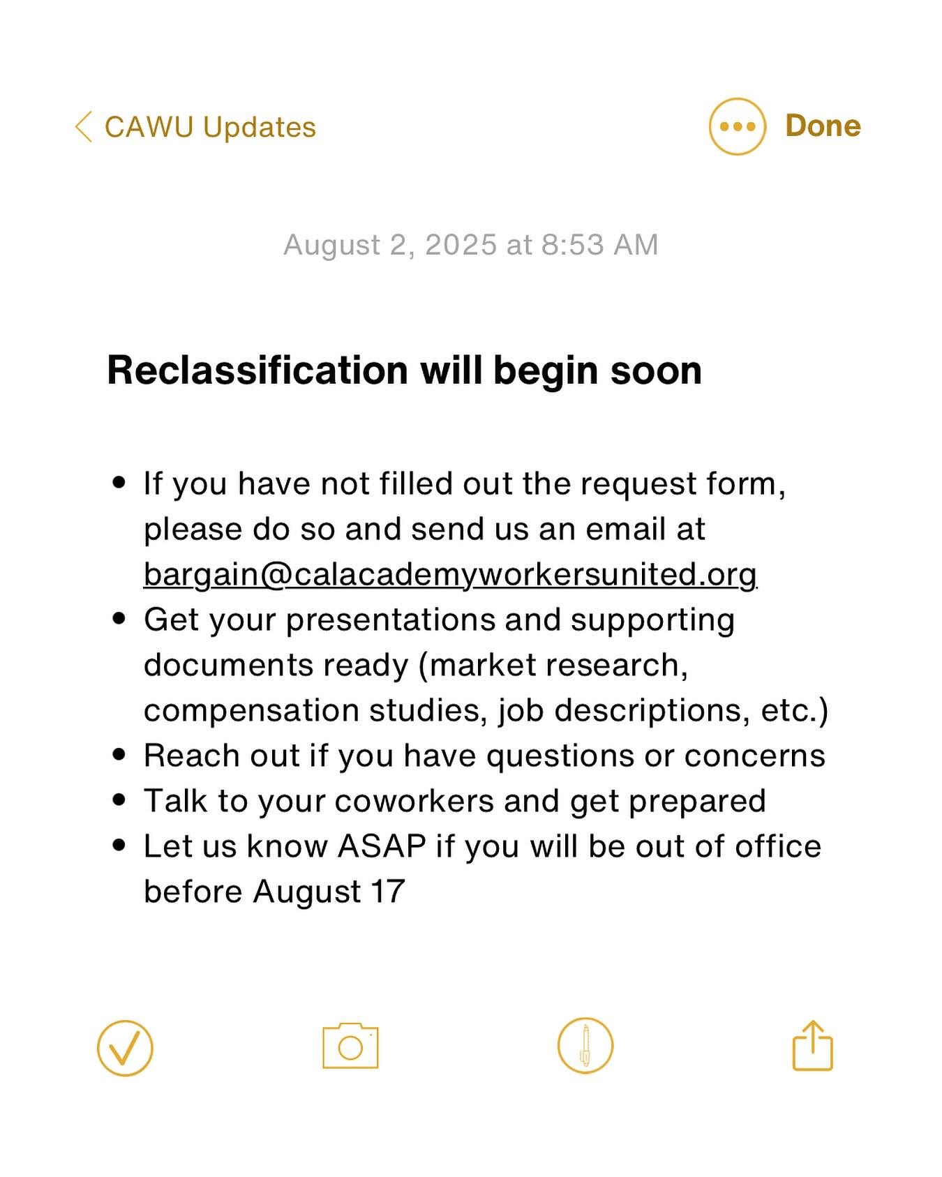 ✏️ RECLASSIFICATION IS IN SESSION! 

We are working on getting more details from management about scheduling these sessions, but here are some things to keep in mind as you work on your case over the coming days. Reach out to bargain@ with your quest