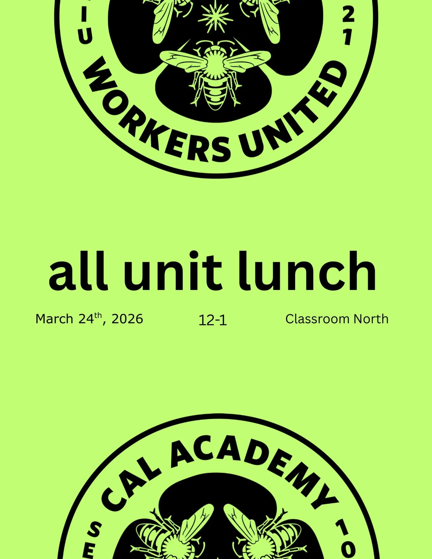 Next All Unit Lunch: Tuesday March 24th in the Classroom!

#StrongerTogether