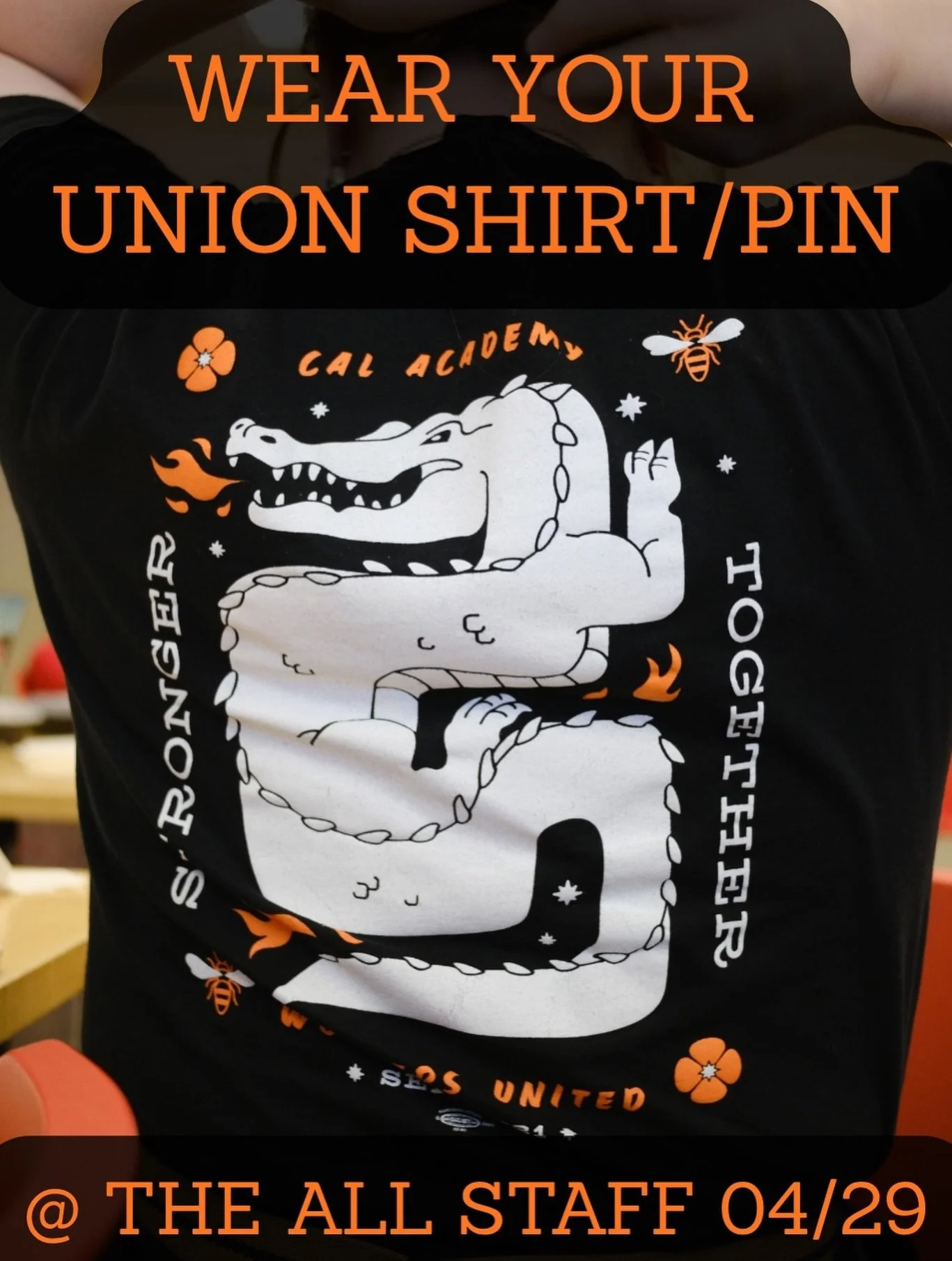 Make our union Visible this Wednesday, April 29th, at the next All Staff. We&rsquo;re still here and we&rsquo;re still #StrongerTogether