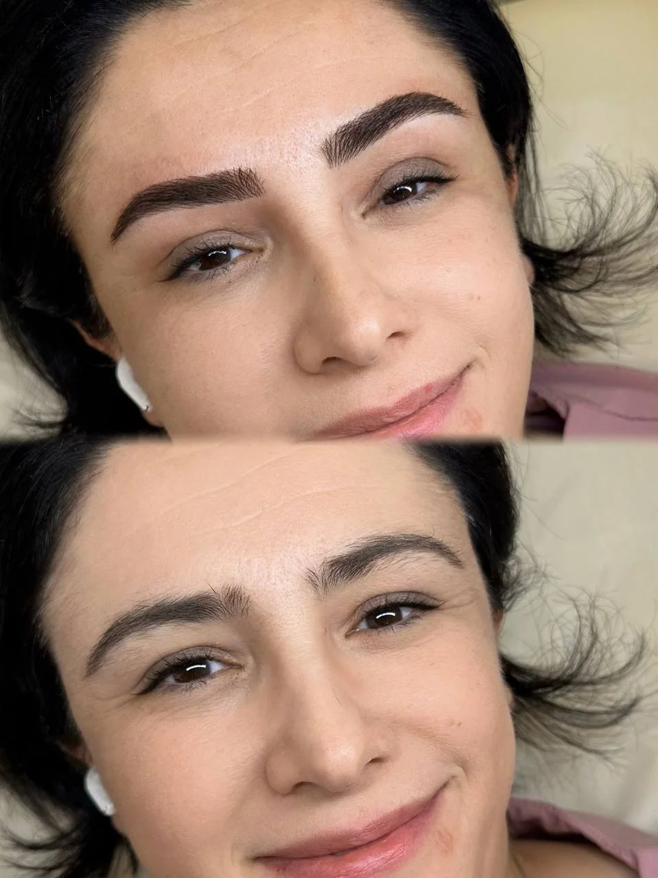 Before and after microblading – natural eyebrow tattoo at Brows by Nesa Studio City Los Angeles