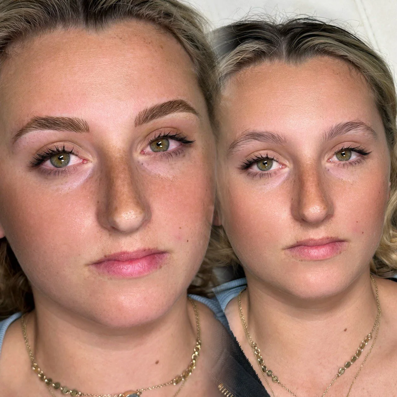 Microblading results – before and after eyebrow enhancement by Nesa Los Angeles