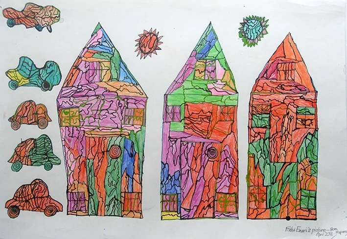 3 Stained Glass Homes with 2 Sunset and 5 Cars on the Street - Falefatu Enari