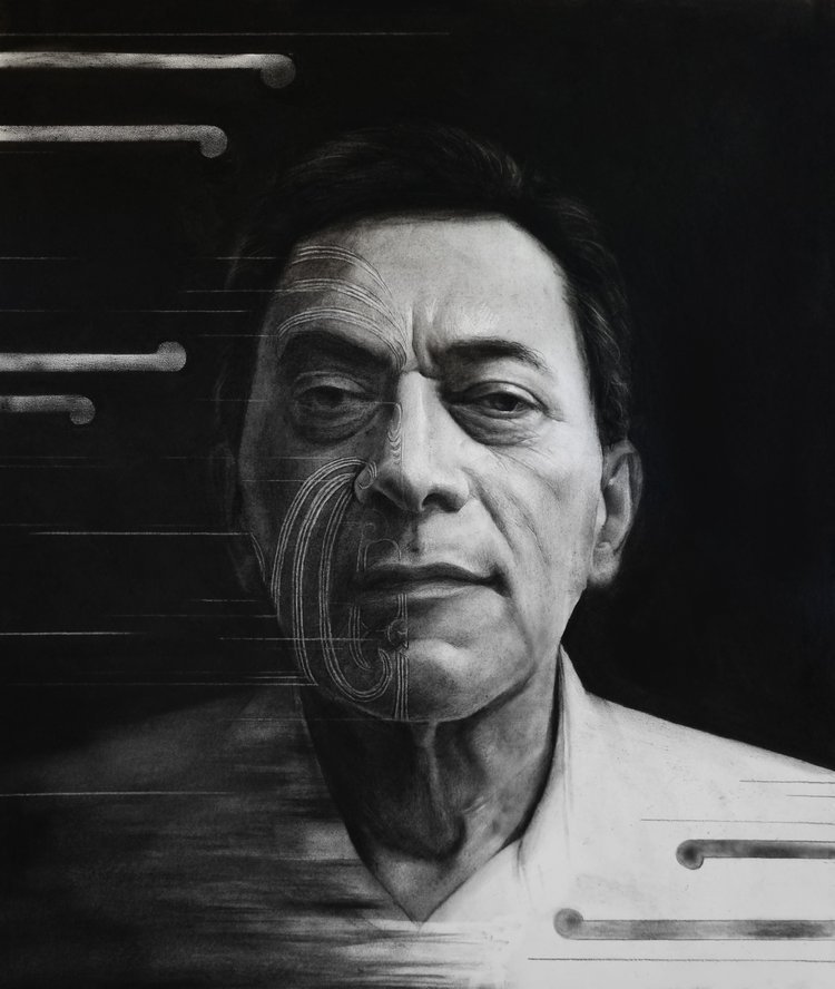 Ani Ligaliga Lines of whakapapa (Gordon Matenga)  Charcoal on paper