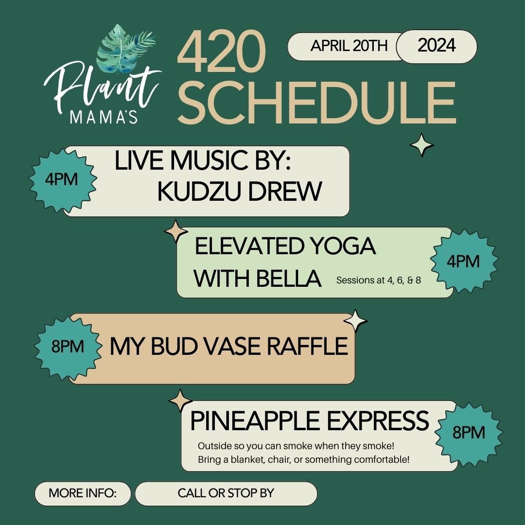 We're getting excited for 4/20 (if you can't tell 😜) and we have a few things lined up to celebrate our favorite holidaze!
.
We are stoked to have @KudzuDrew playing live music starting at 4pm. This one-man-band is going to be playing Dream American