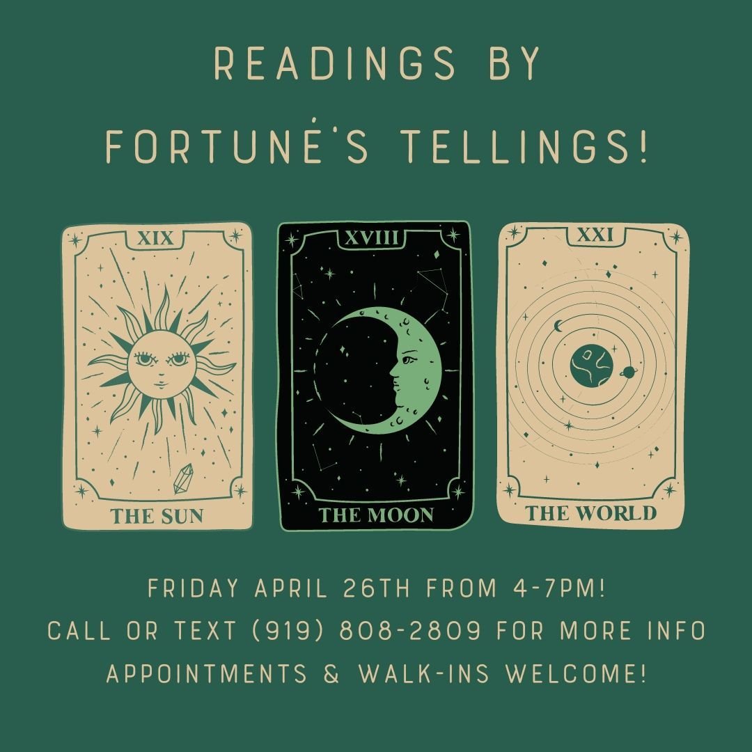 Plant Mama&rsquo;s Holistic Dispensary is excited to host @fortunes_tellings this Friday, April 26th for Tarot Readings with Kate! 
.
For $35, you can book a 20-minute tarot session to help you gain clarity for decision making, deepen your spiritual 