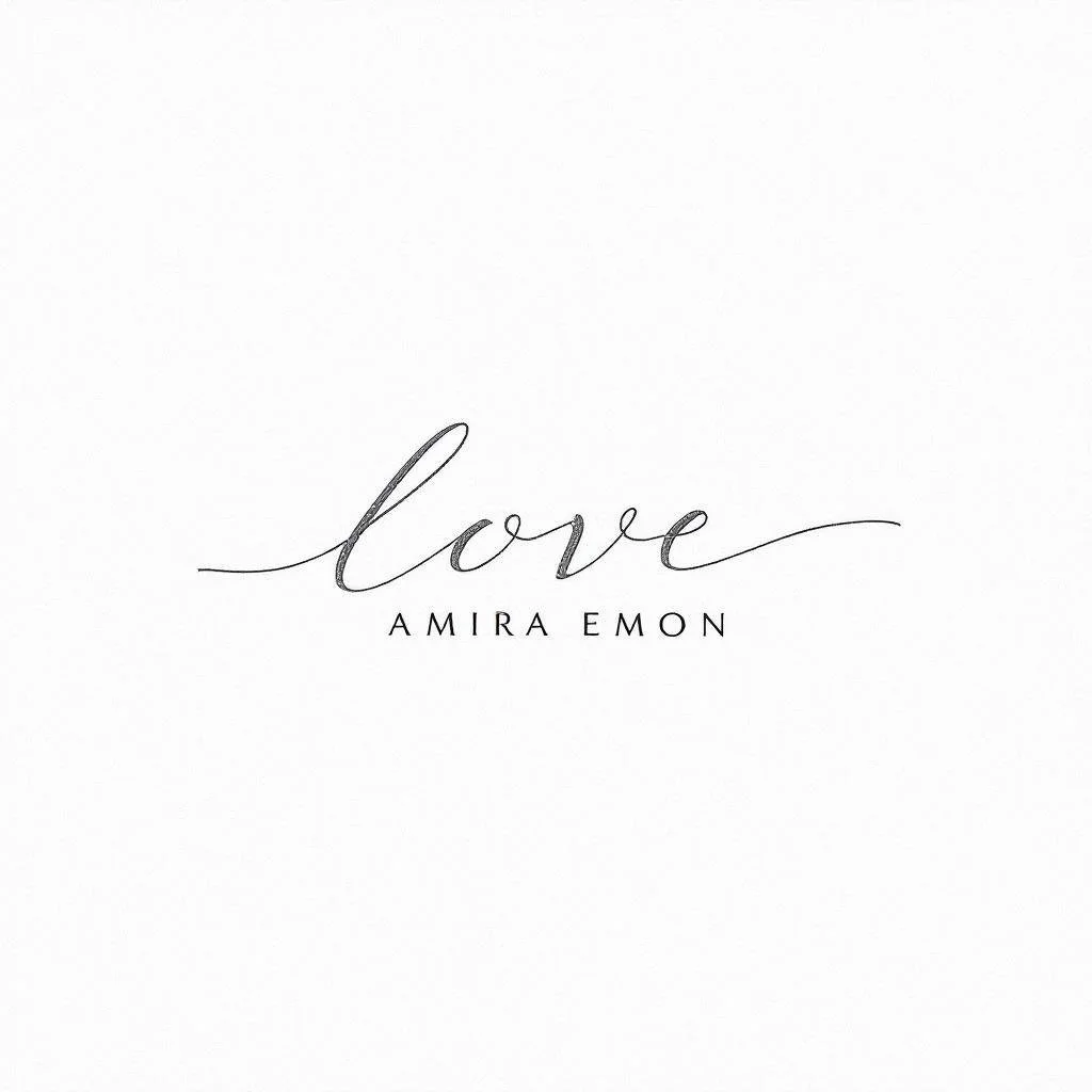 Album cover with the word 'love' in cursive script and the artist's name, Amira Emon, underneath in small uppercase letters.