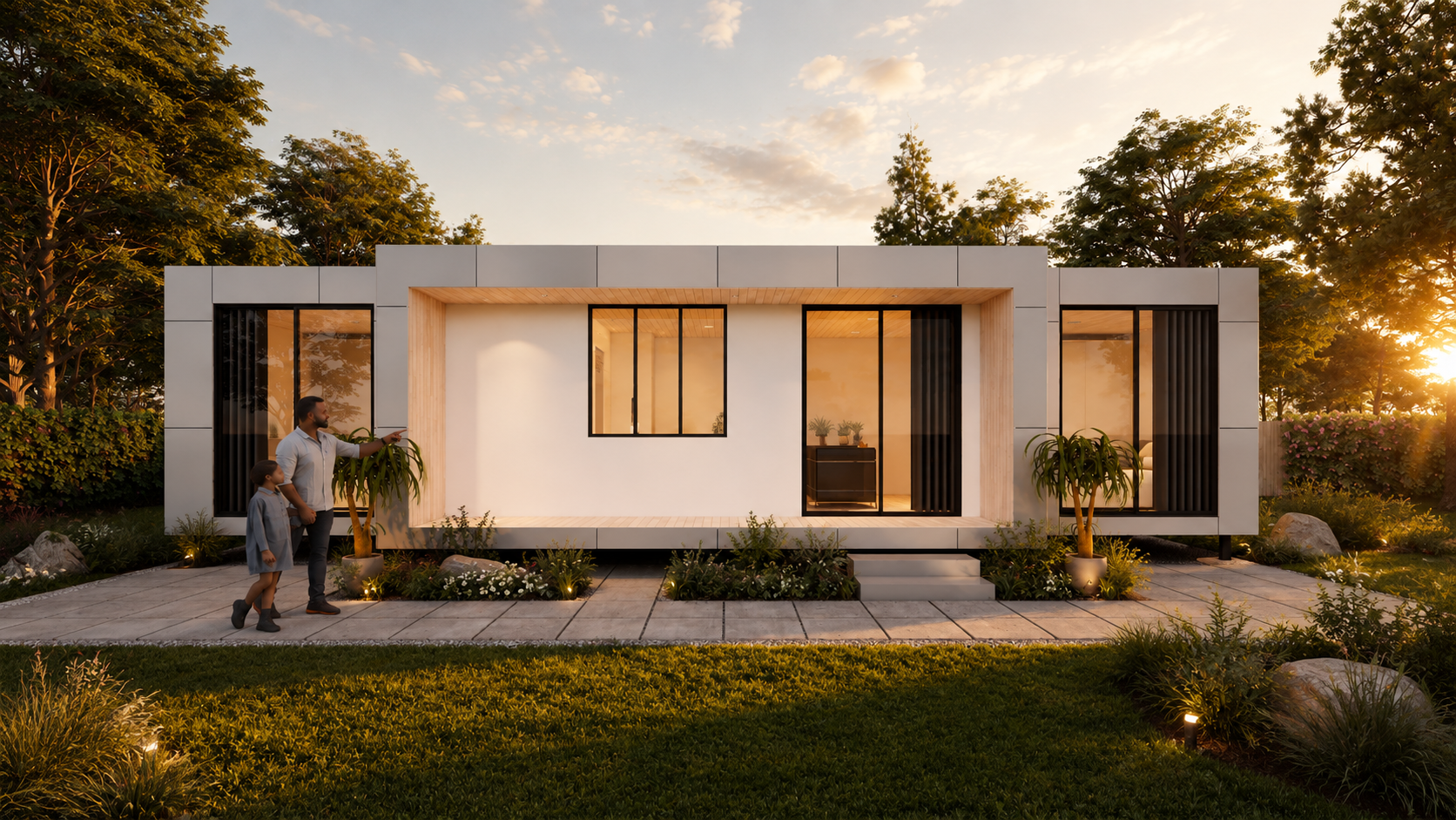 Architectural rendering of a compact contemporary studio home