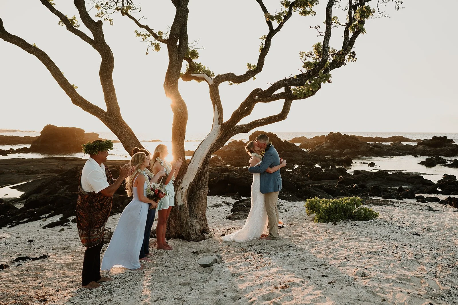 Sunset beach Elopement Big island Wedding Ceremony