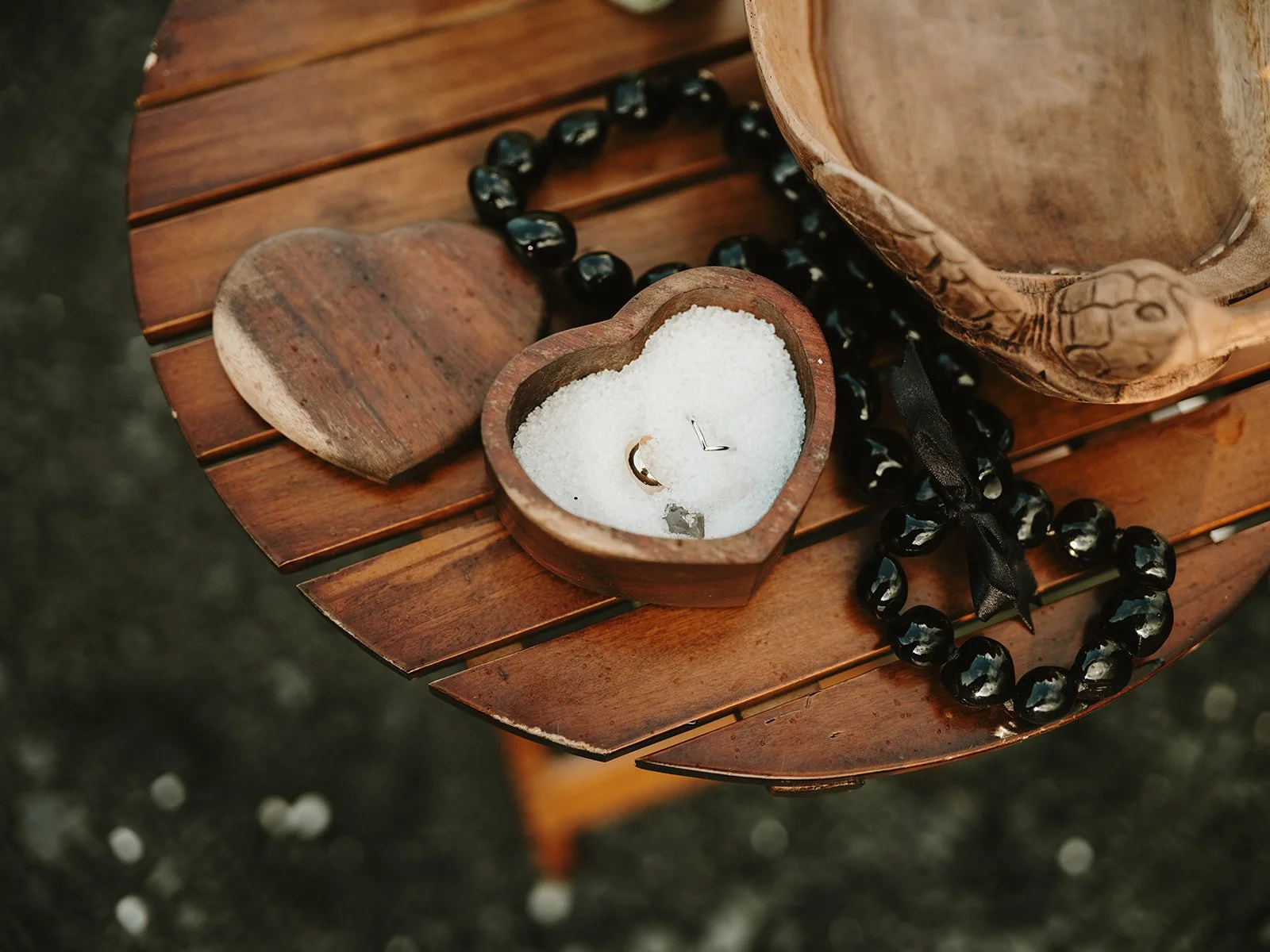 Romantic elopement in Kona on a secluded black sand beach