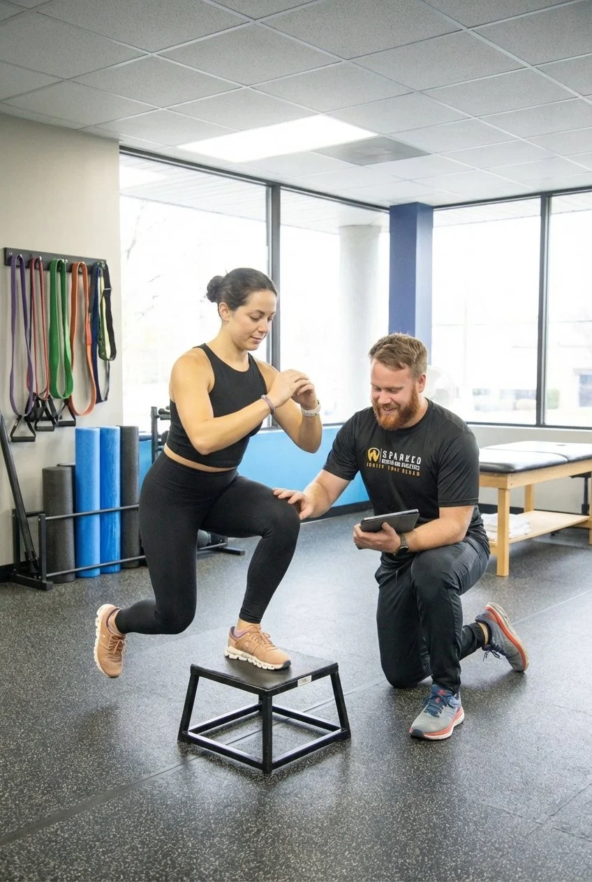 Patient working with a provider at a performance physical therapy clinic in Bristol, TN during a movement evaluation