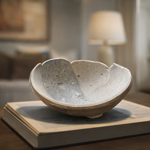 Large yakishime unglazed stoneware bowl with organic ash textures and softly irregular rim, displayed under gallery lighting
