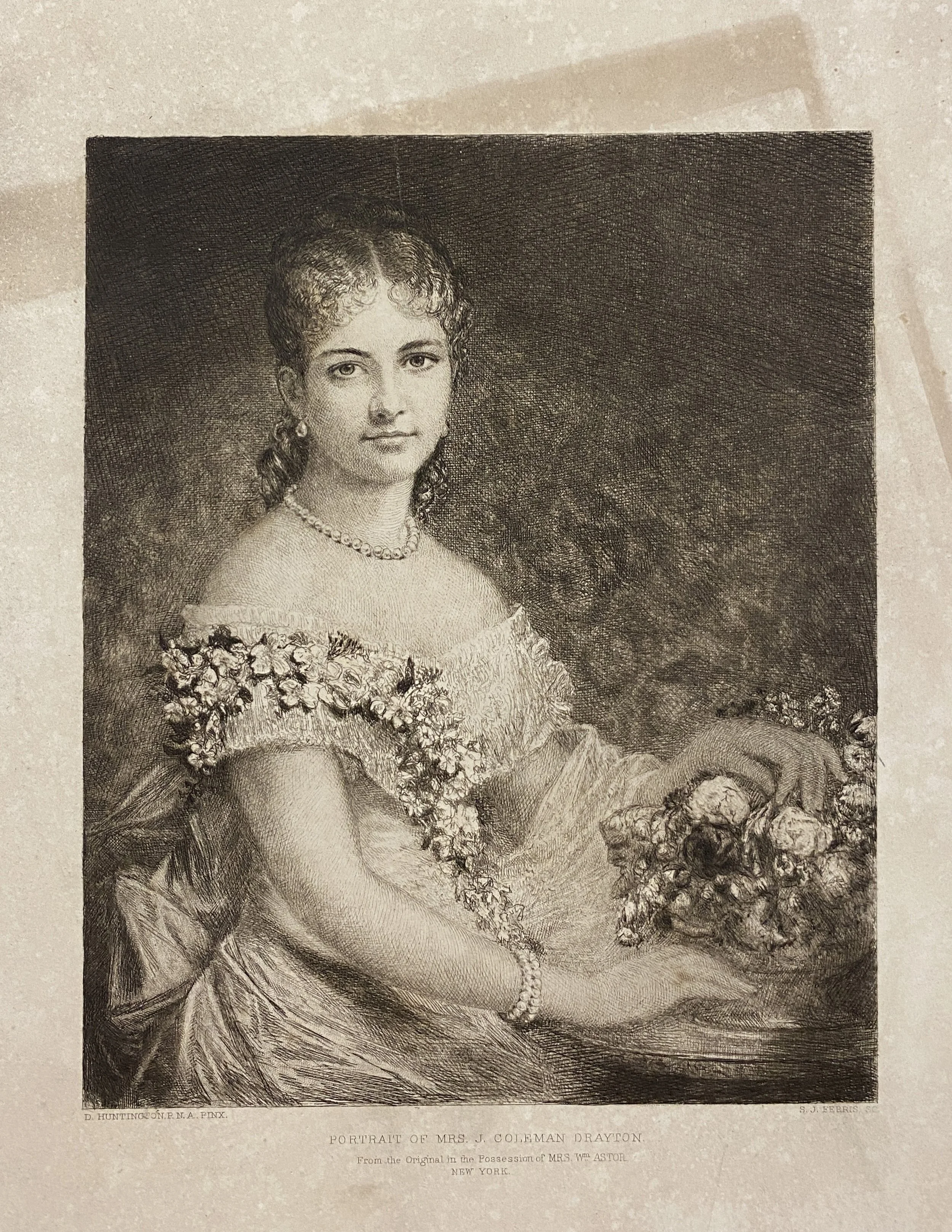 Portrait of Mrs. J. Coleman Drayton, Stephen James Ferris after D Huntington, 19th cent Etching