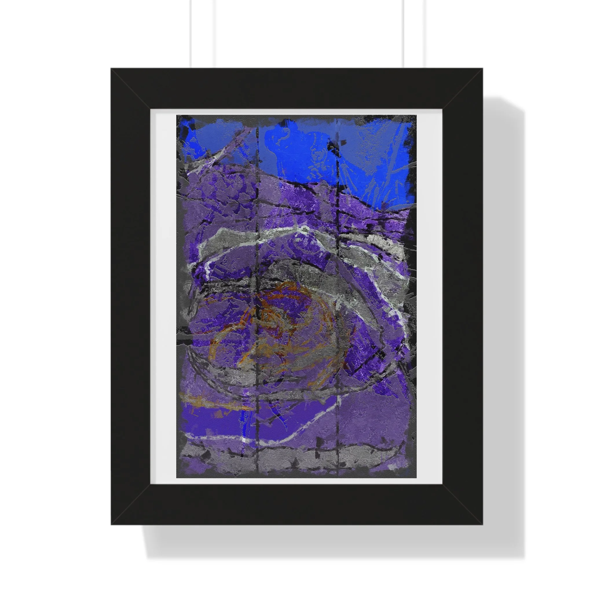 blue violet textured modern abstract mixed media digital art print