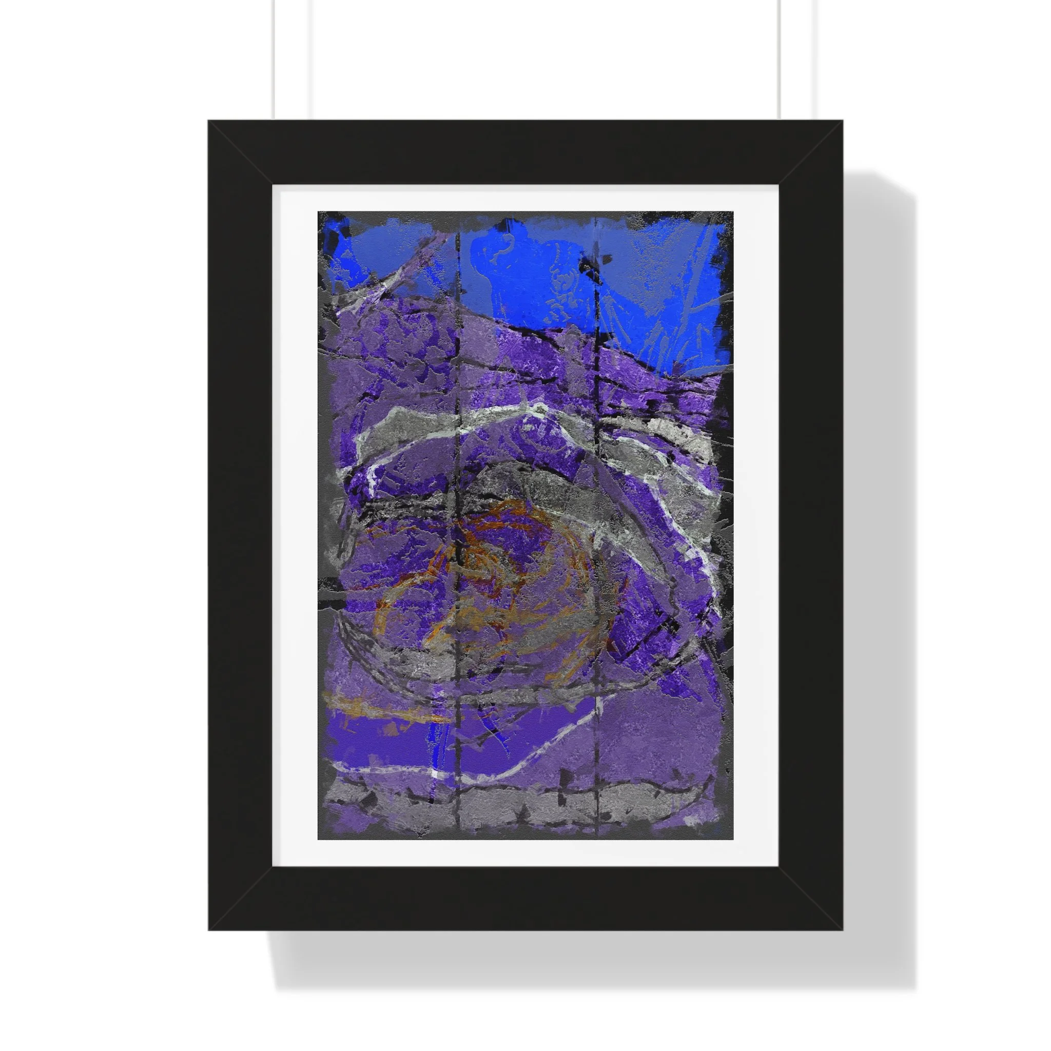 blue violet textured modern abstract mixed media digital art print