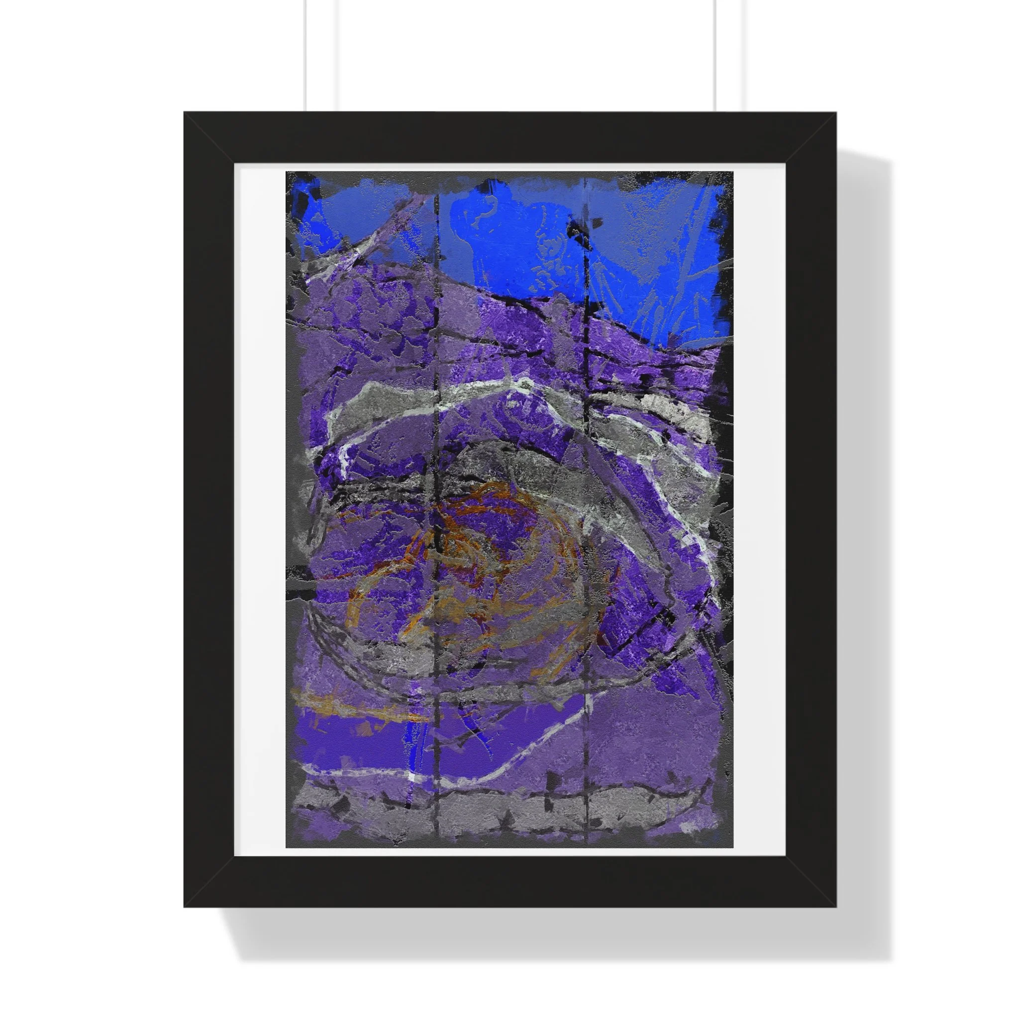 blue violet textured modern abstract mixed media digital art print