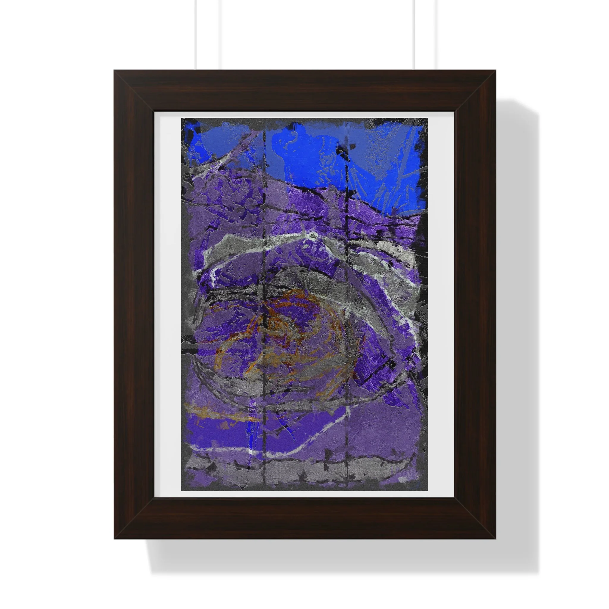 blue violet textured modern abstract mixed media digital art print