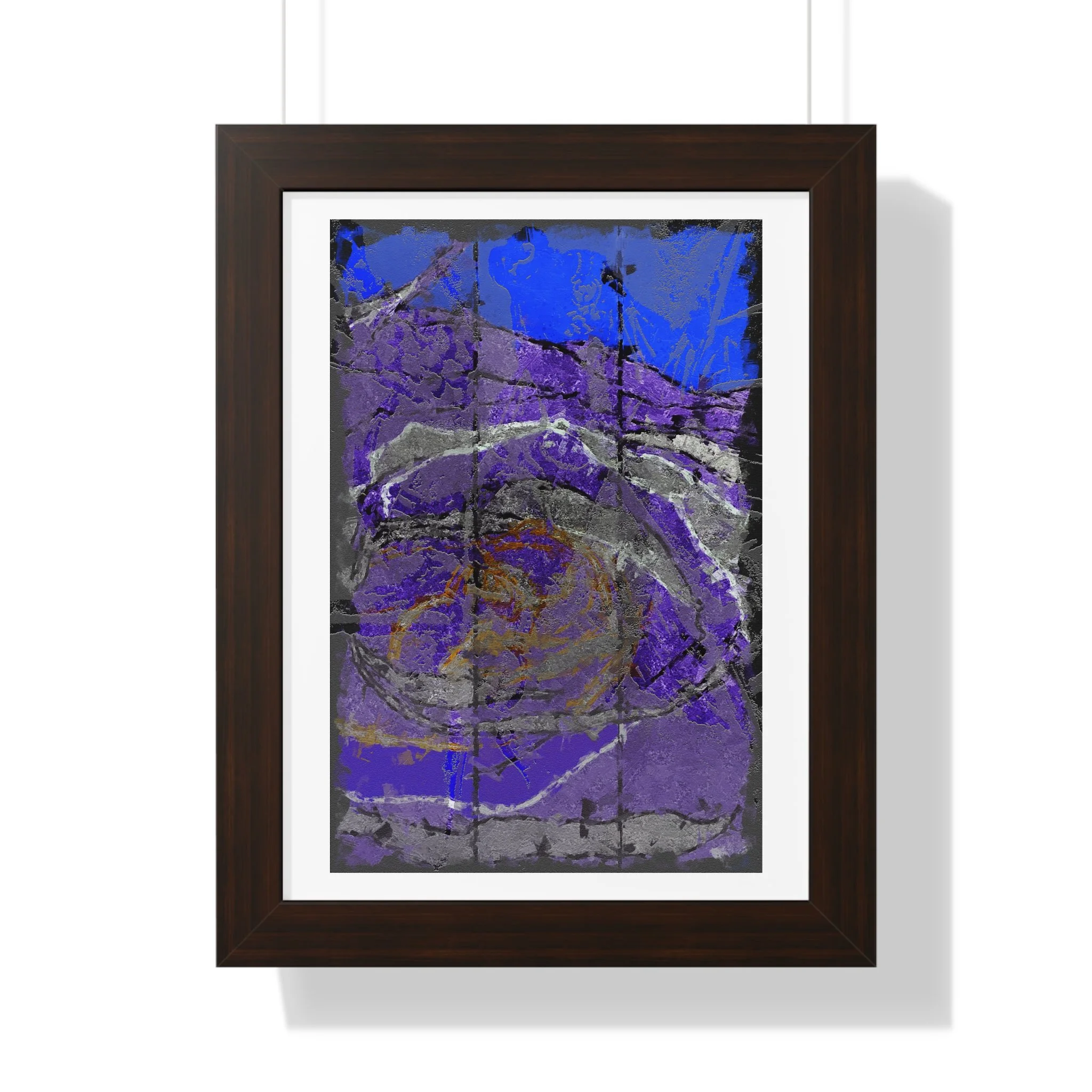 blue violet textured modern abstract mixed media digital art print