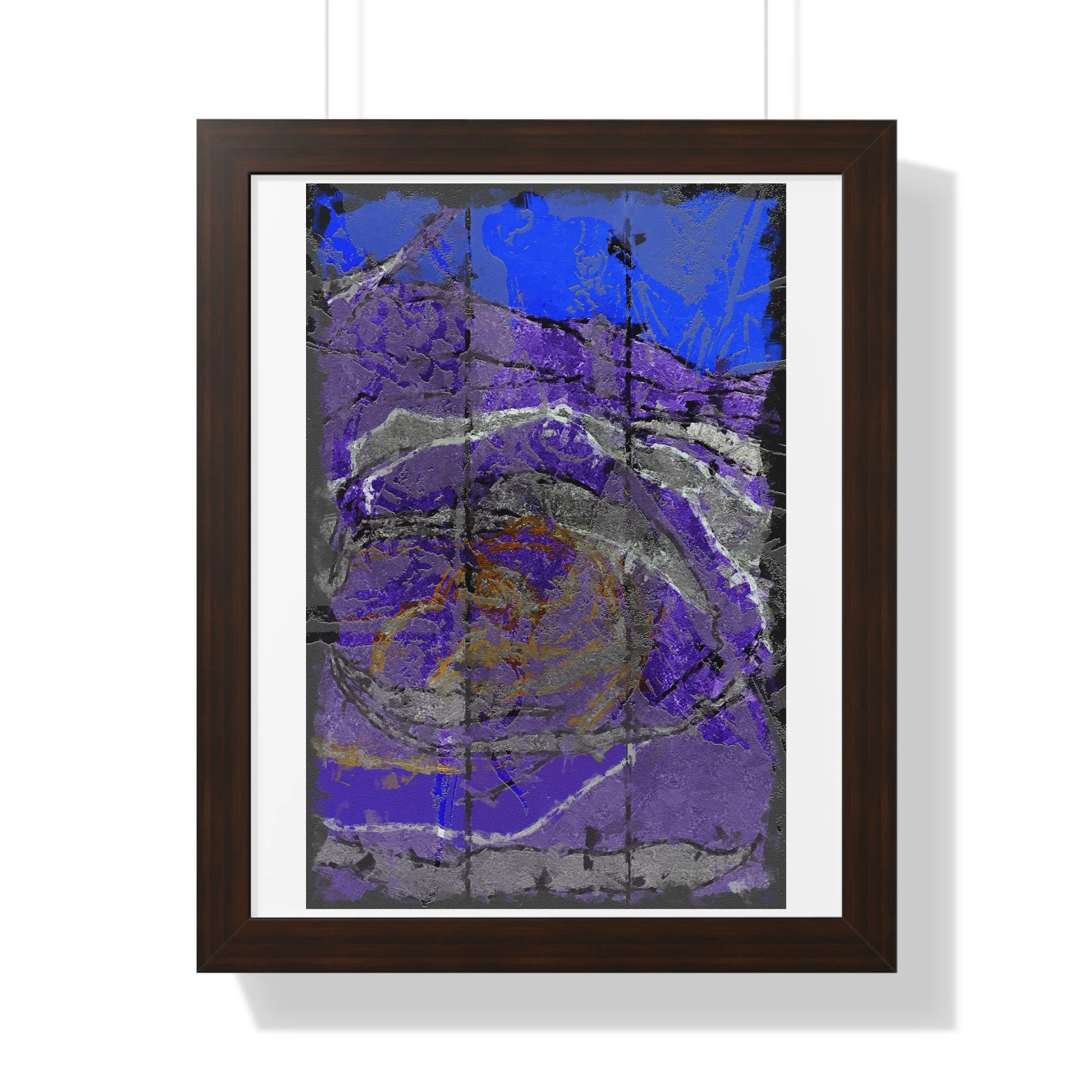 blue violet textured modern abstract mixed media digital art print