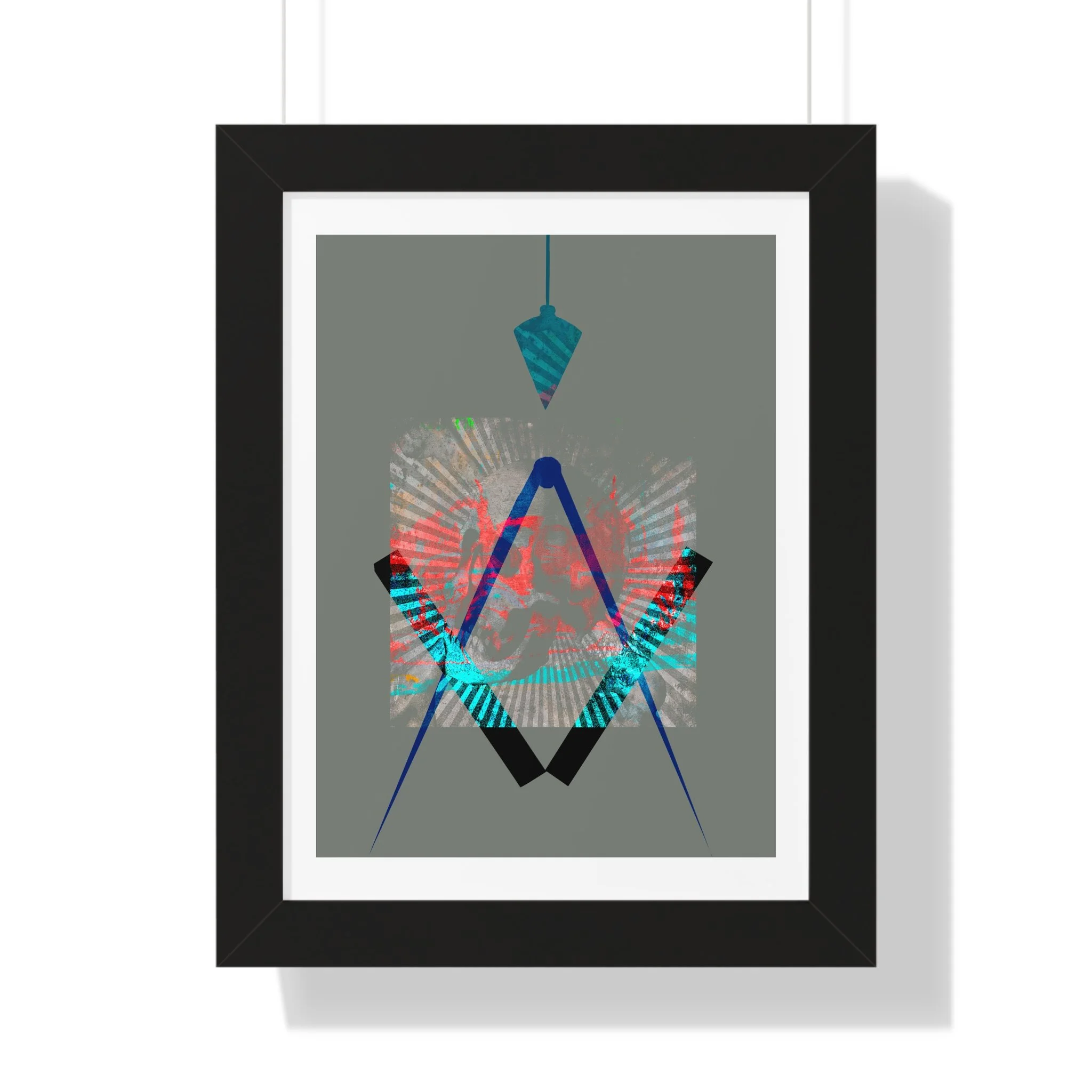 A contemporary geometric mixed media digital art print exploring structure, alignment, and emotional presence through bold form and layered color.