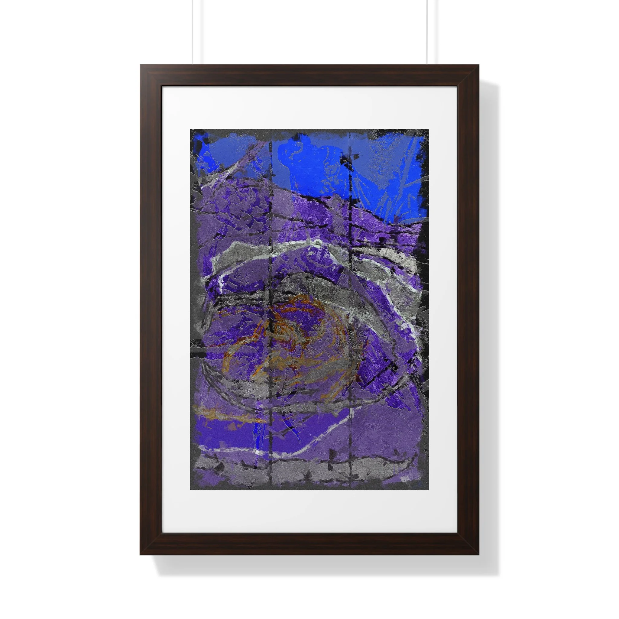 blue violet textured modern abstract mixed media digital art print