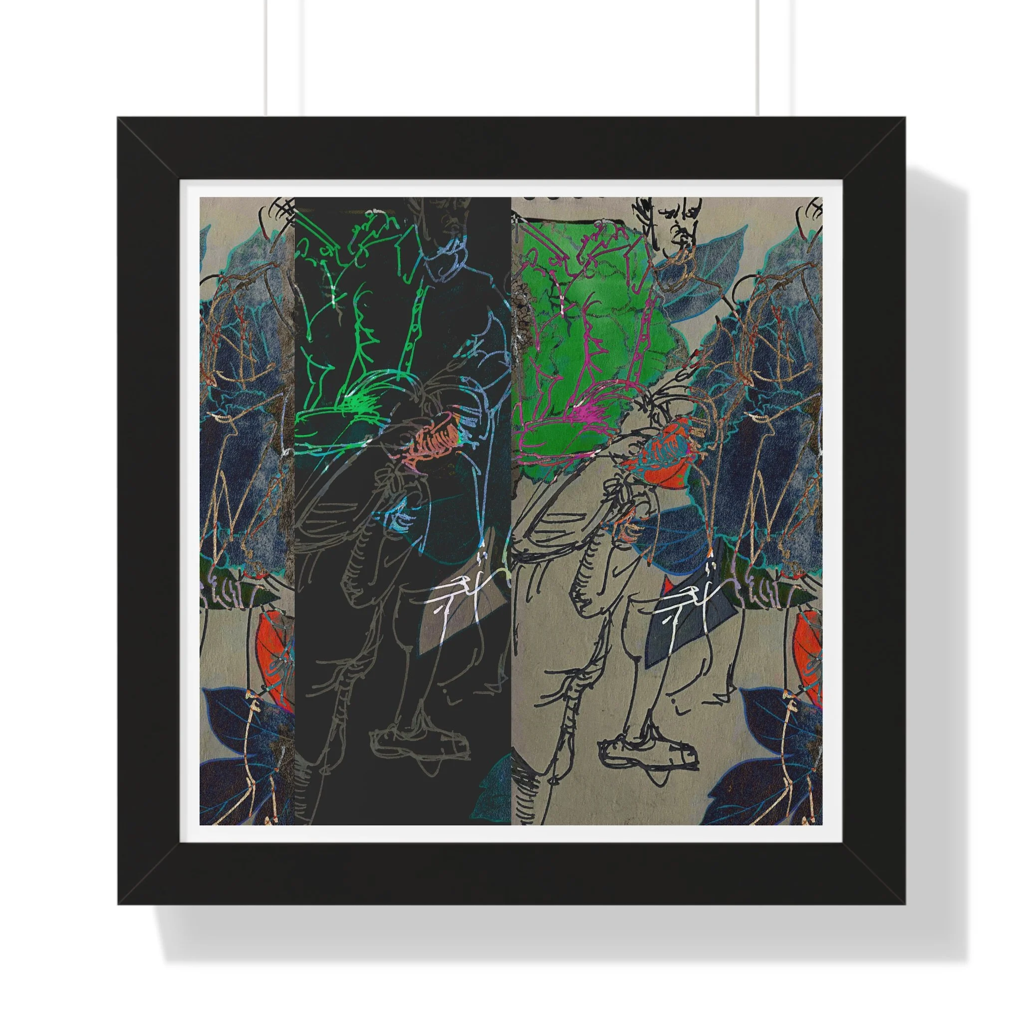 A layered contemporary mixed media digital art print - Figurative Abstract Art.