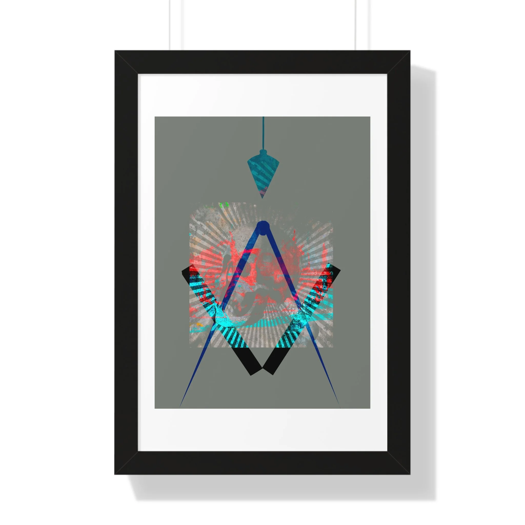 A contemporary geometric mixed media digital art print exploring structure, alignment, and emotional presence through bold form and layered color.