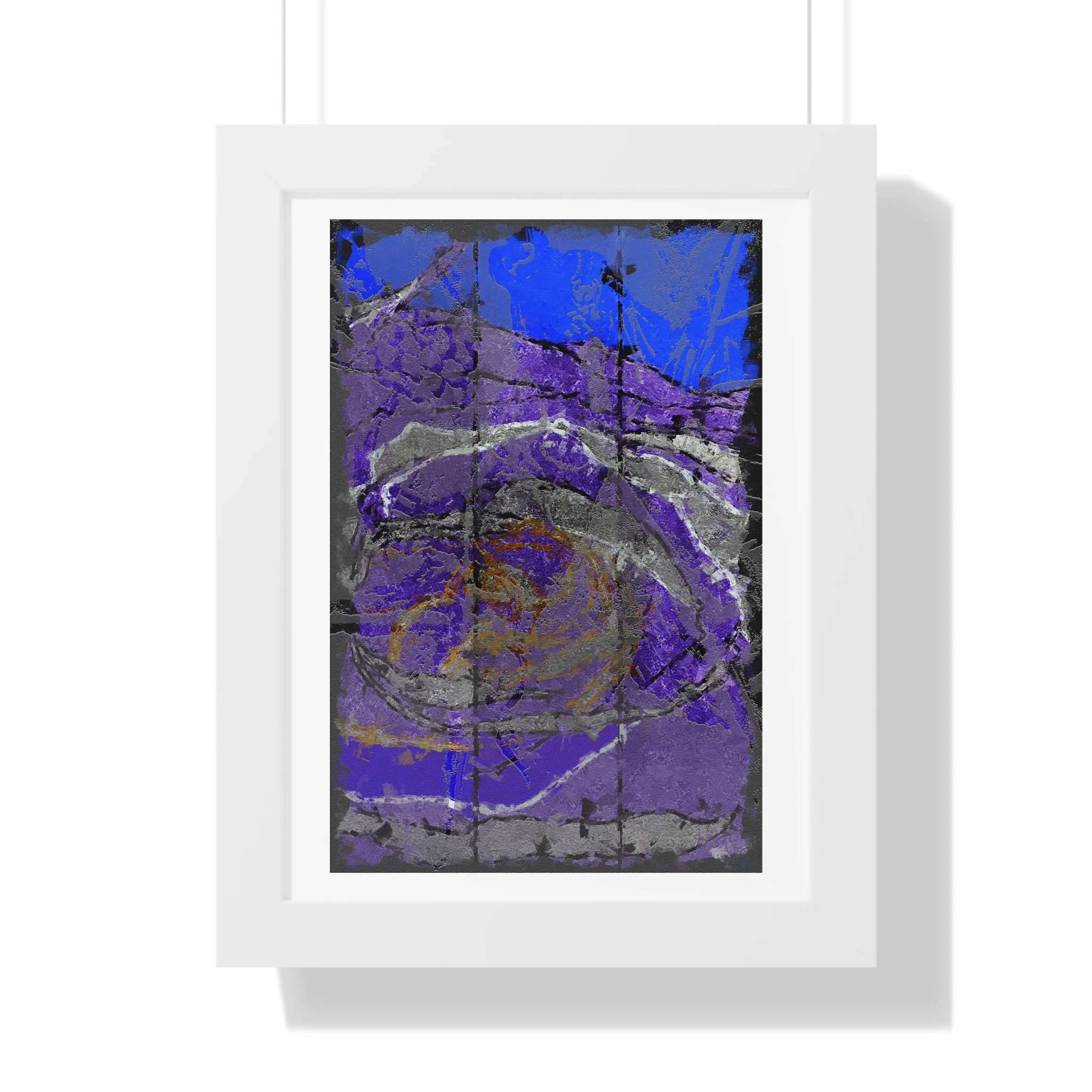blue violet textured modern abstract mixed media digital art print