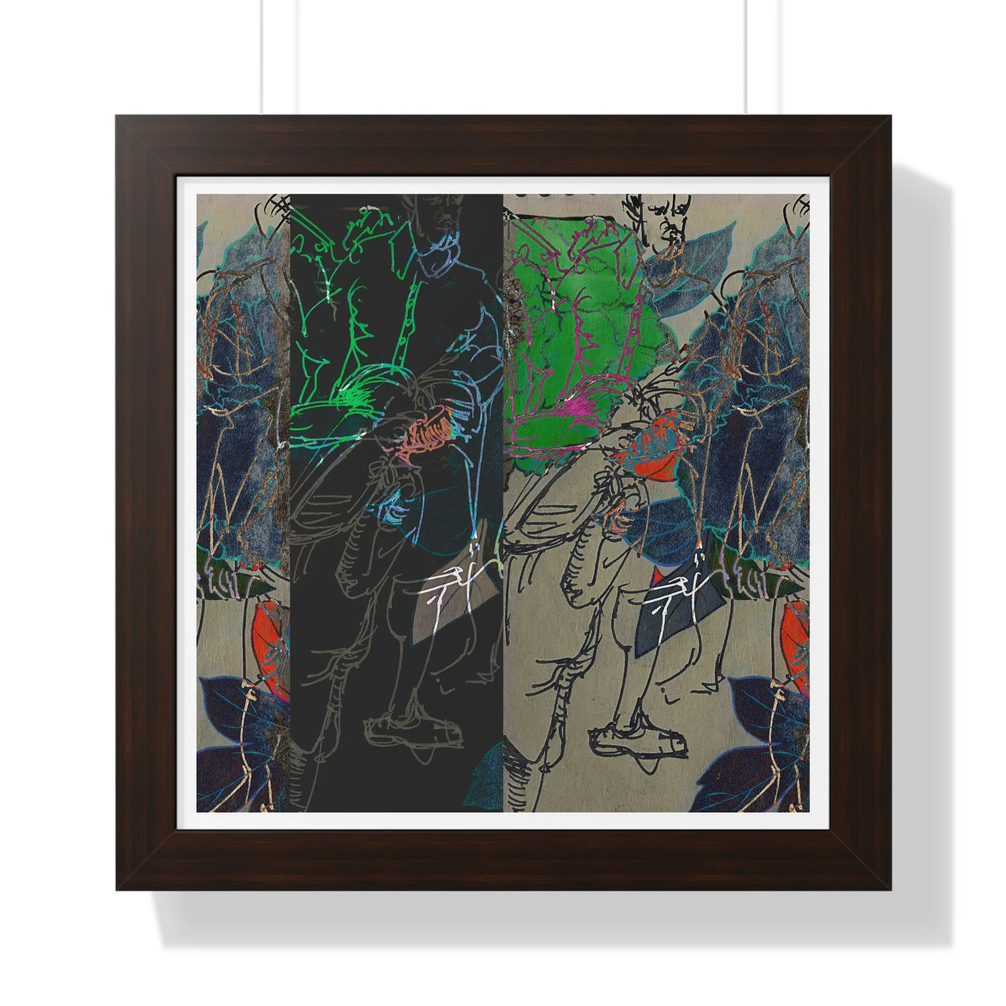 A layered contemporary mixed media digital art print - Figurative Abstract Art.