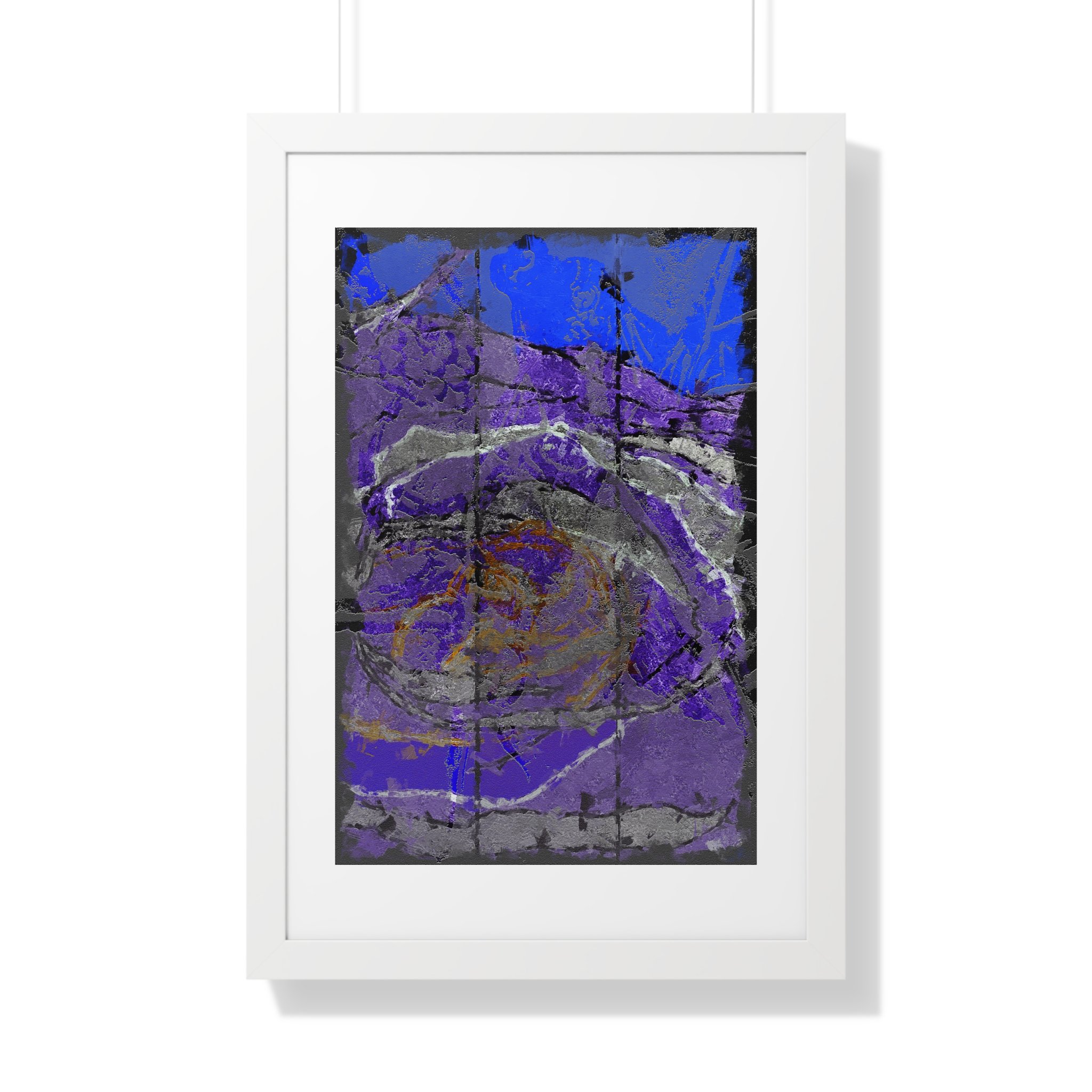 blue violet textured modern abstract mixed media digital art print