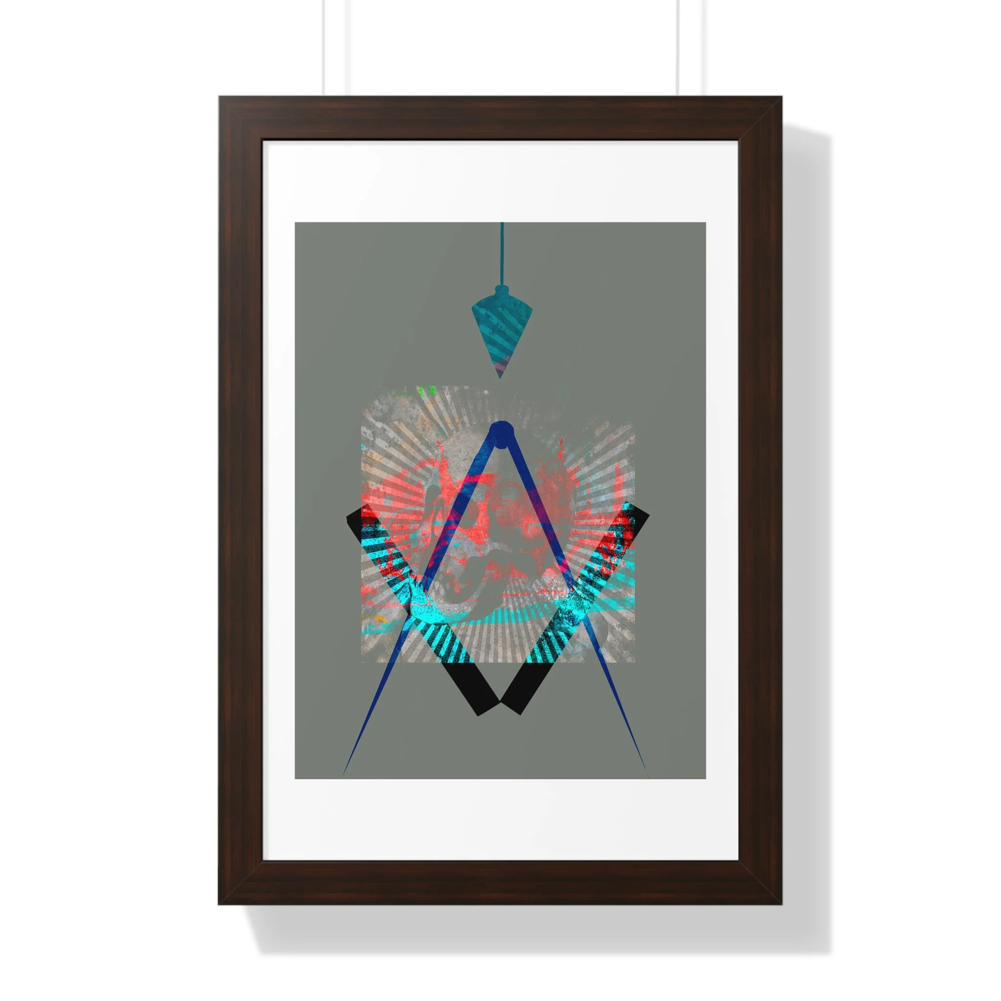 A contemporary geometric mixed media digital art print exploring structure, alignment, and emotional presence through bold form and layered color.
