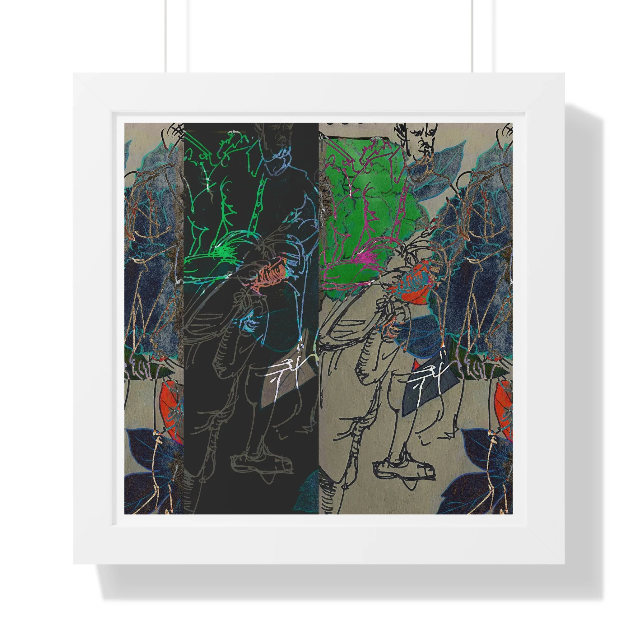 A layered contemporary mixed media digital art print - Figurative Abstract Art.