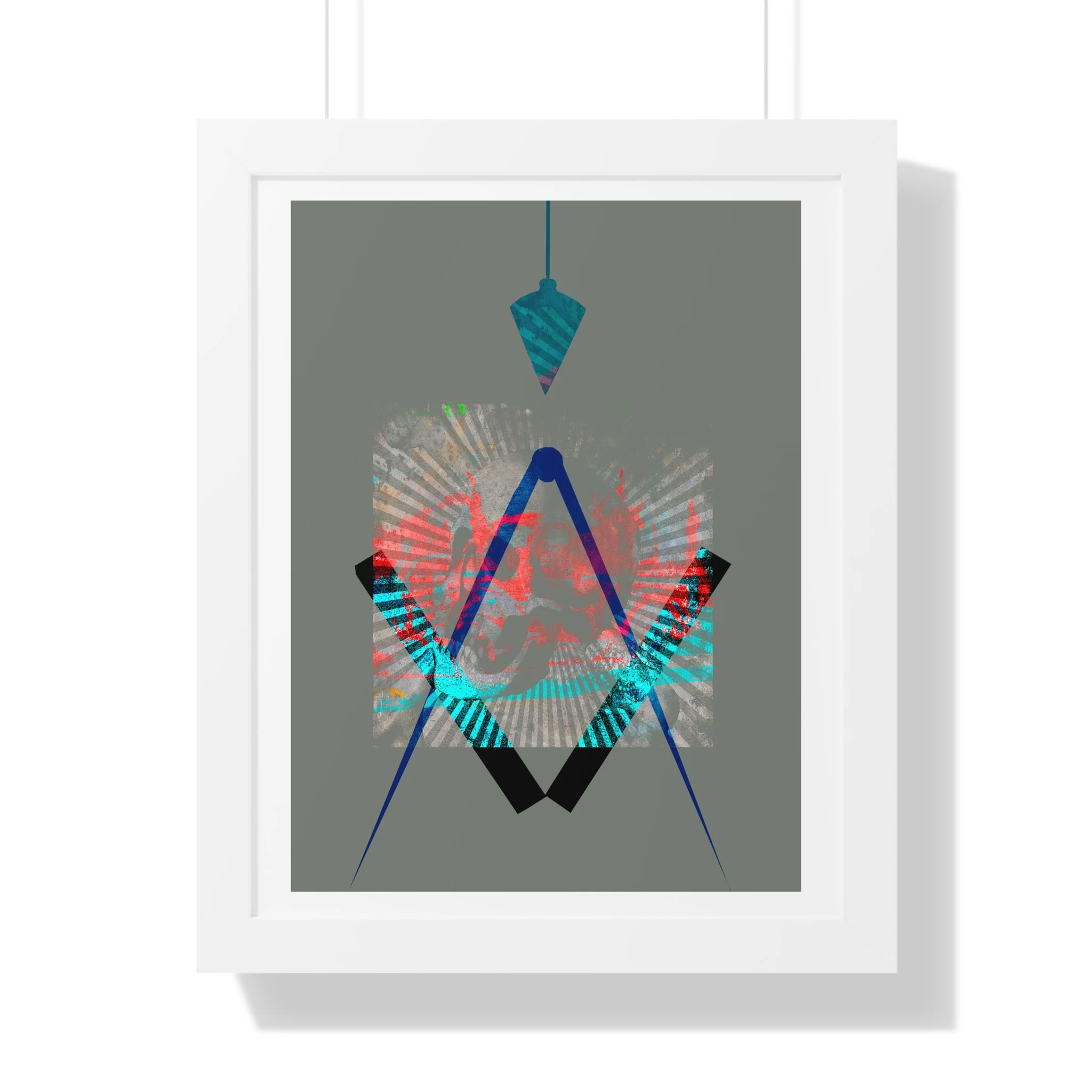 A contemporary geometric mixed media digital art print exploring structure, alignment, and emotional presence through bold form and layered color.