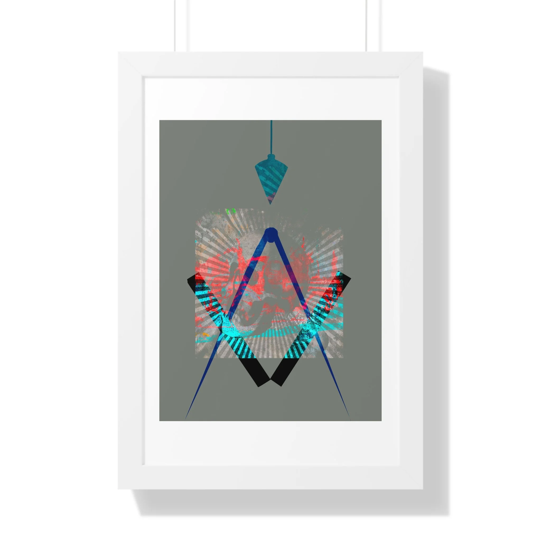 A contemporary geometric mixed media digital art print exploring structure, alignment, and emotional presence through bold form and layered color.