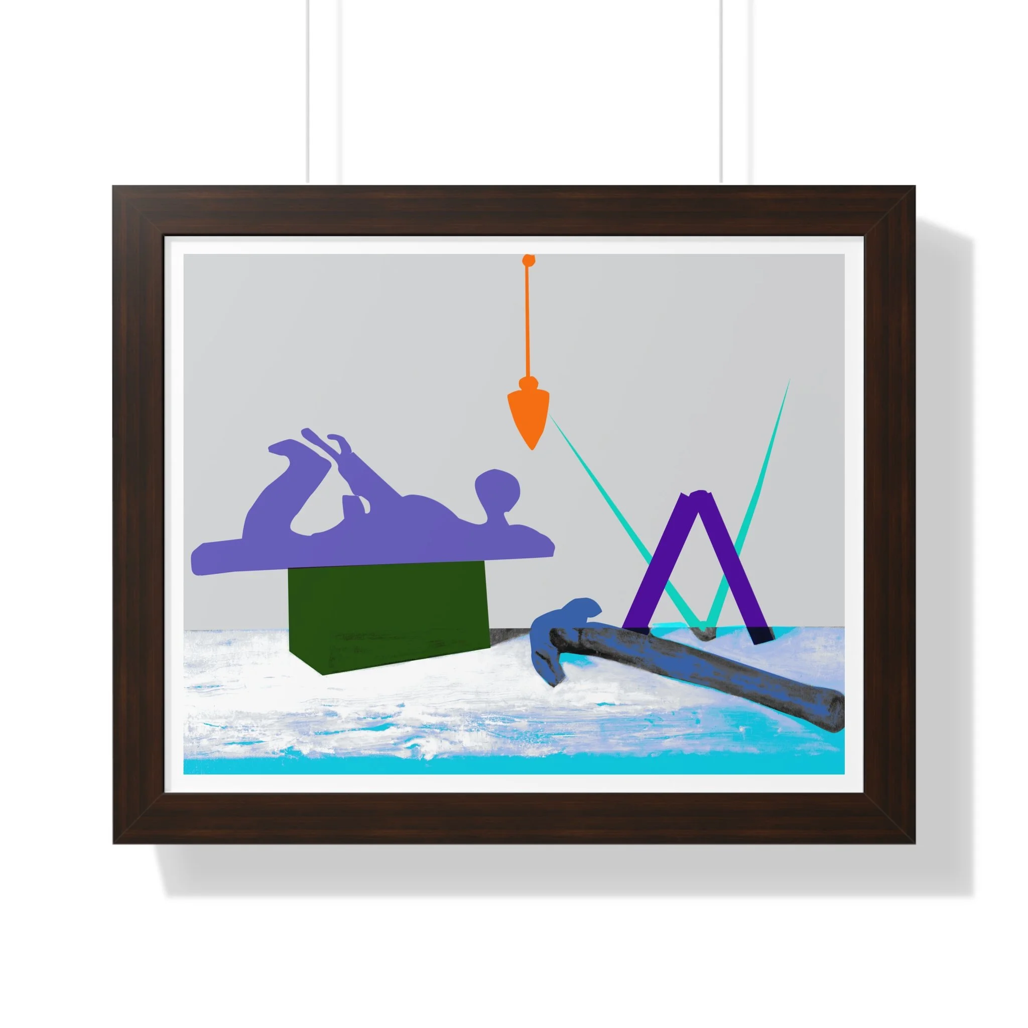 A conceptual contemporary art print exploring symbolic tools through bold color and minimal geometric composition.
