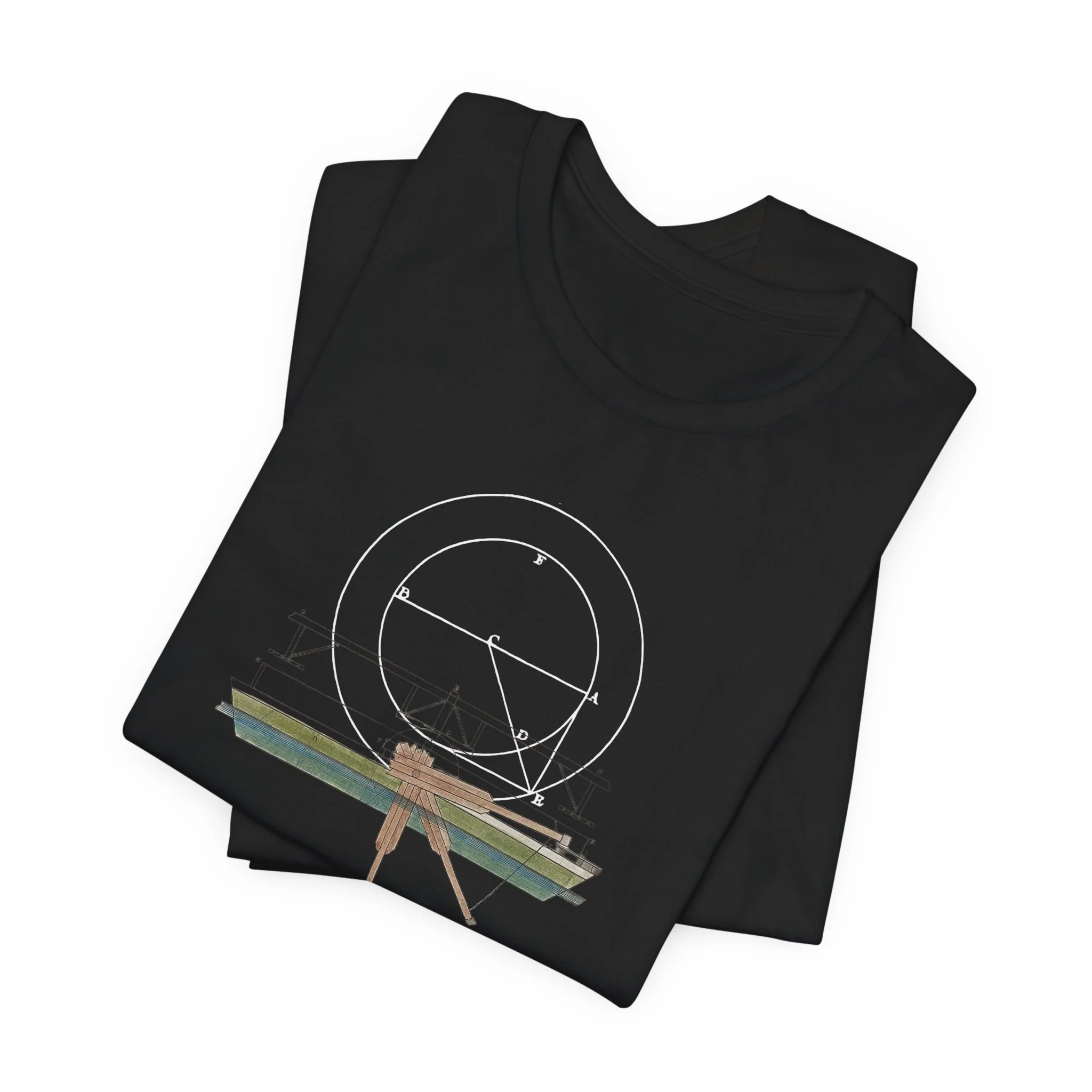 geometric blueprint black t-shirt