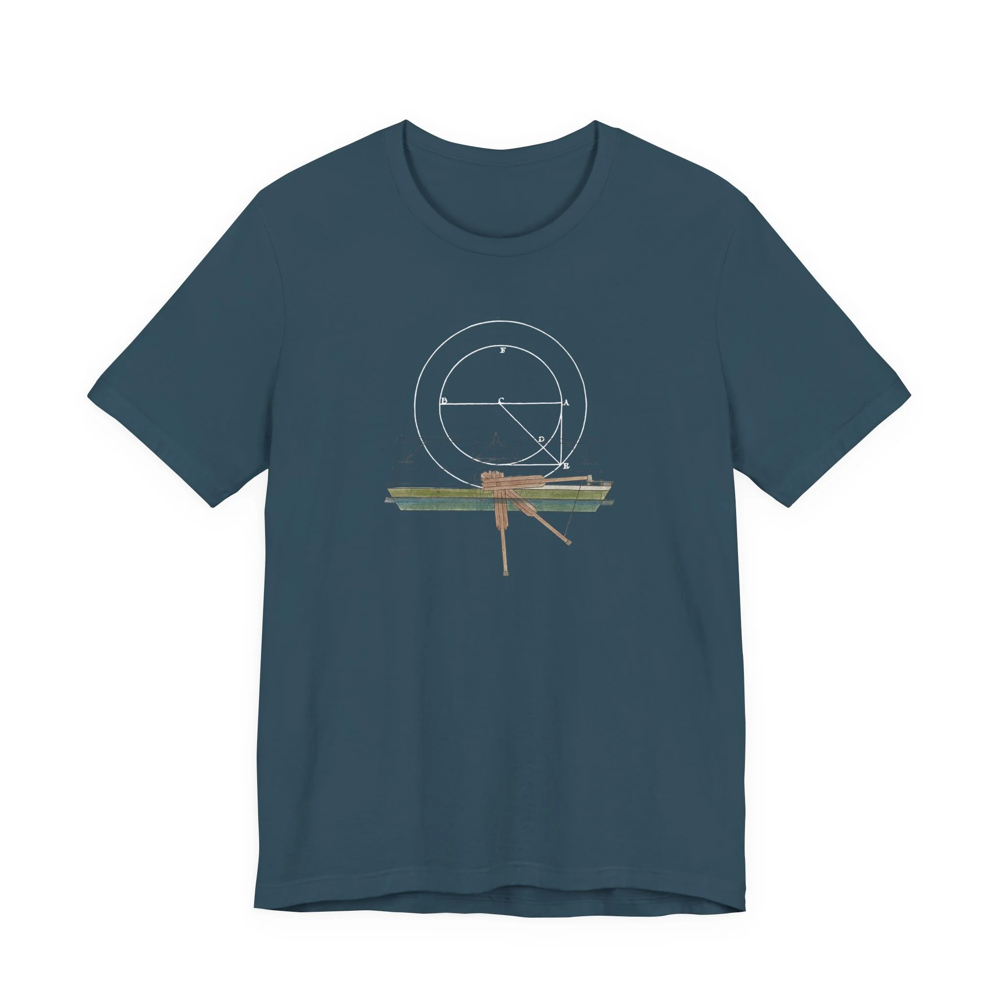 geometric blueprint deep teal t-shirt