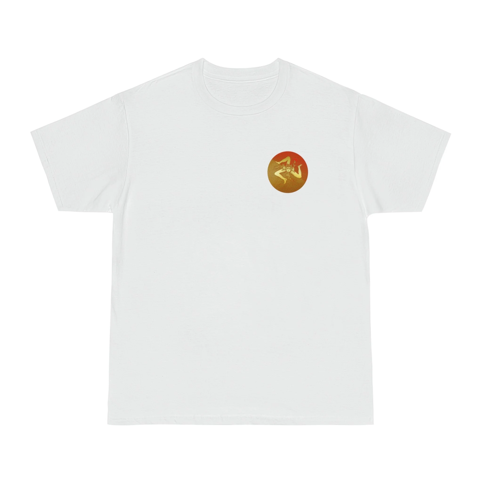 Minimalist, premium left-chest emblem white t-shirt