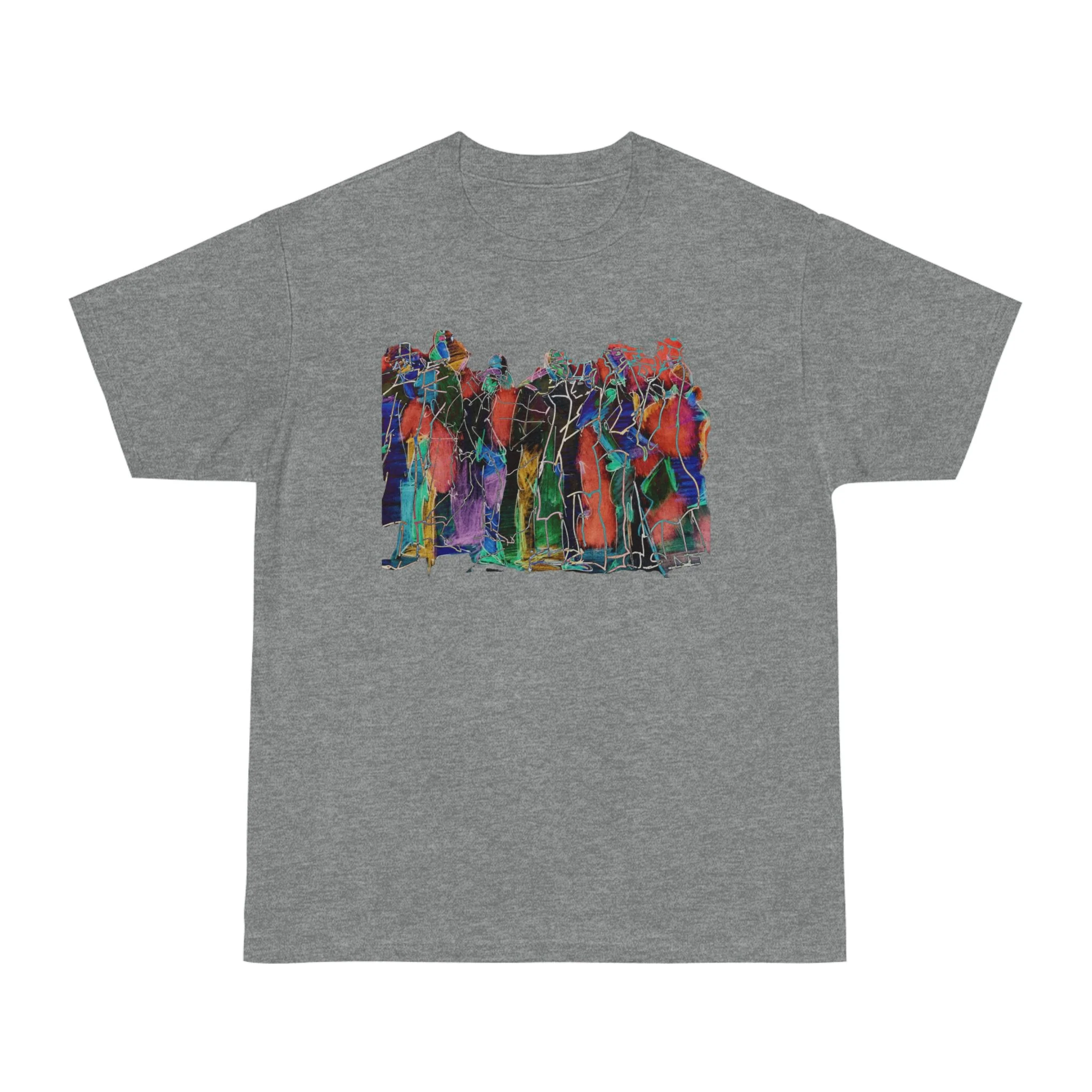 multicolor abstract grey t-shirt