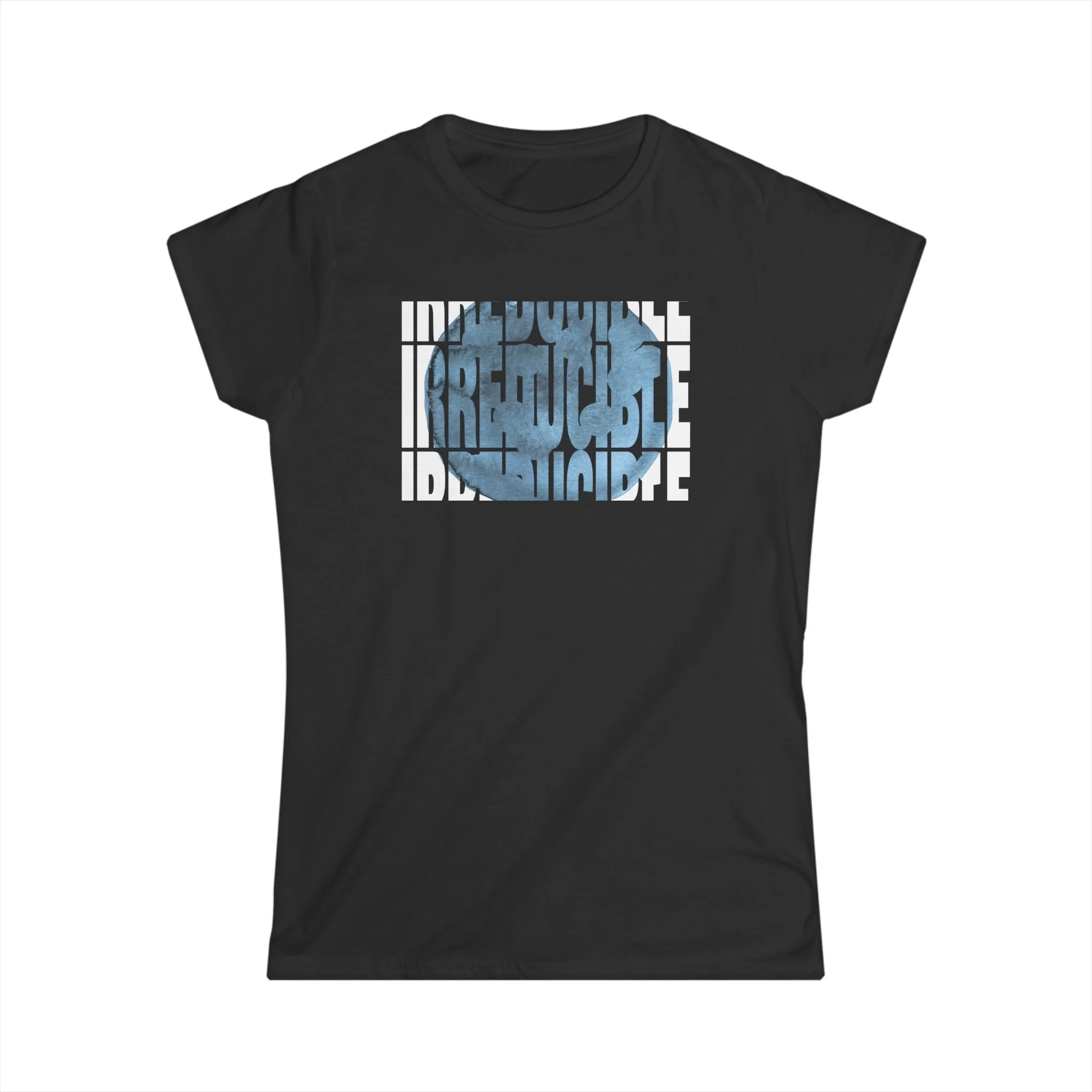 Black t-shirt of fragmented block typography for a bold, architectural look