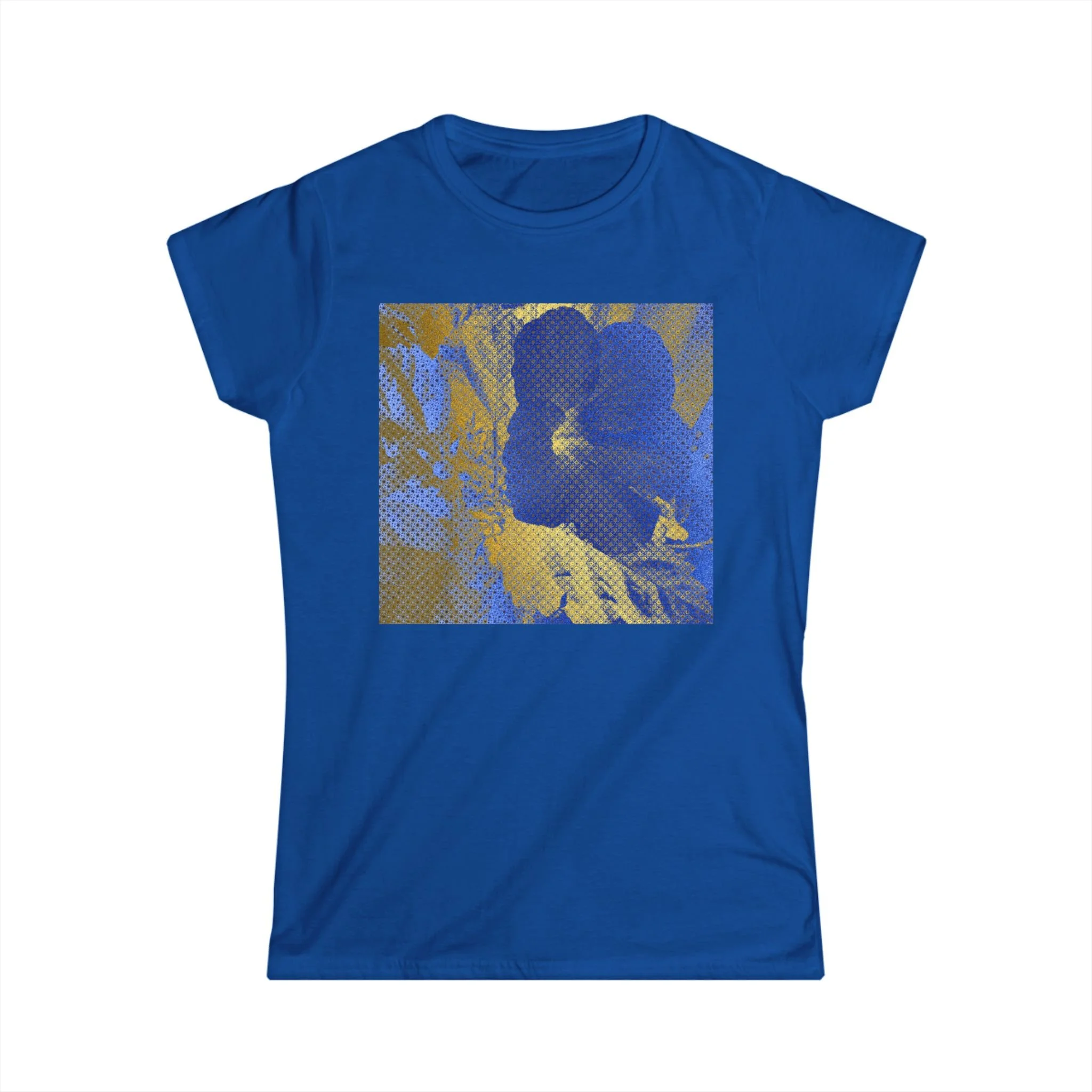 Botanical (hibiscus flower) inspired blue t-shirt