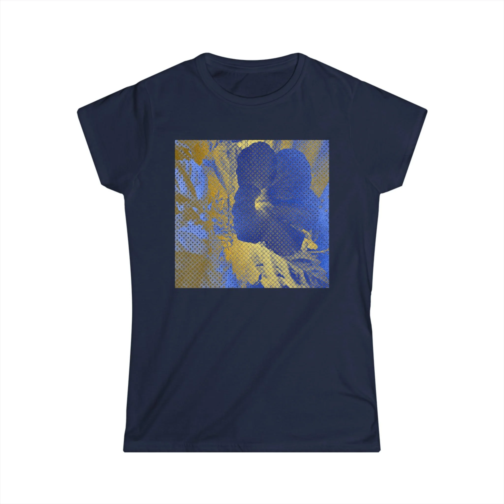 Botanical (hibiscus flower) inspired navy t-shirt