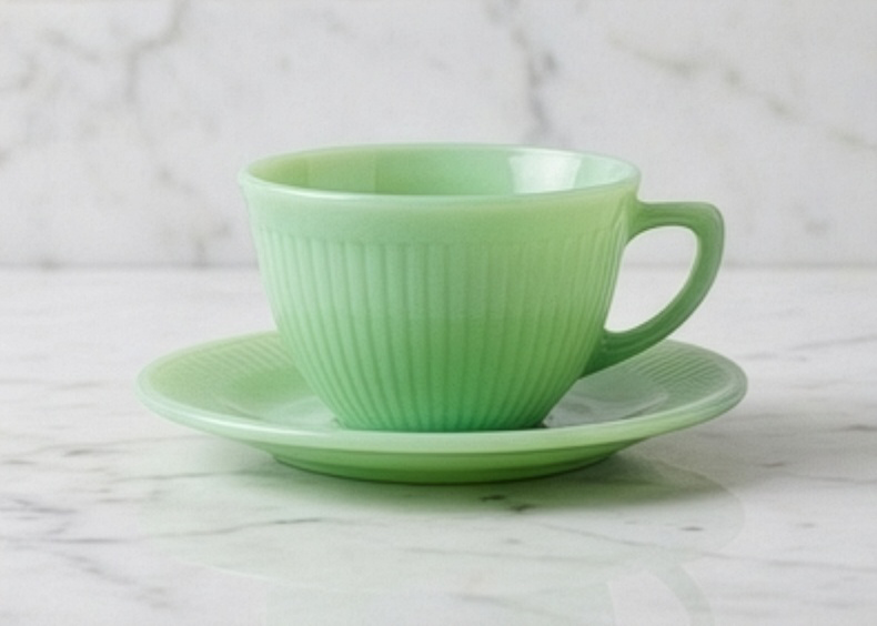 Vintage Fire King Jadeite Jane Ray Tea Cup & Saucer