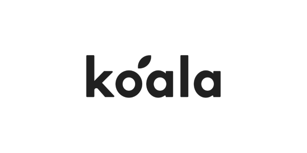 The Koala logo in black text with a leaf accent on the letter 'k'.