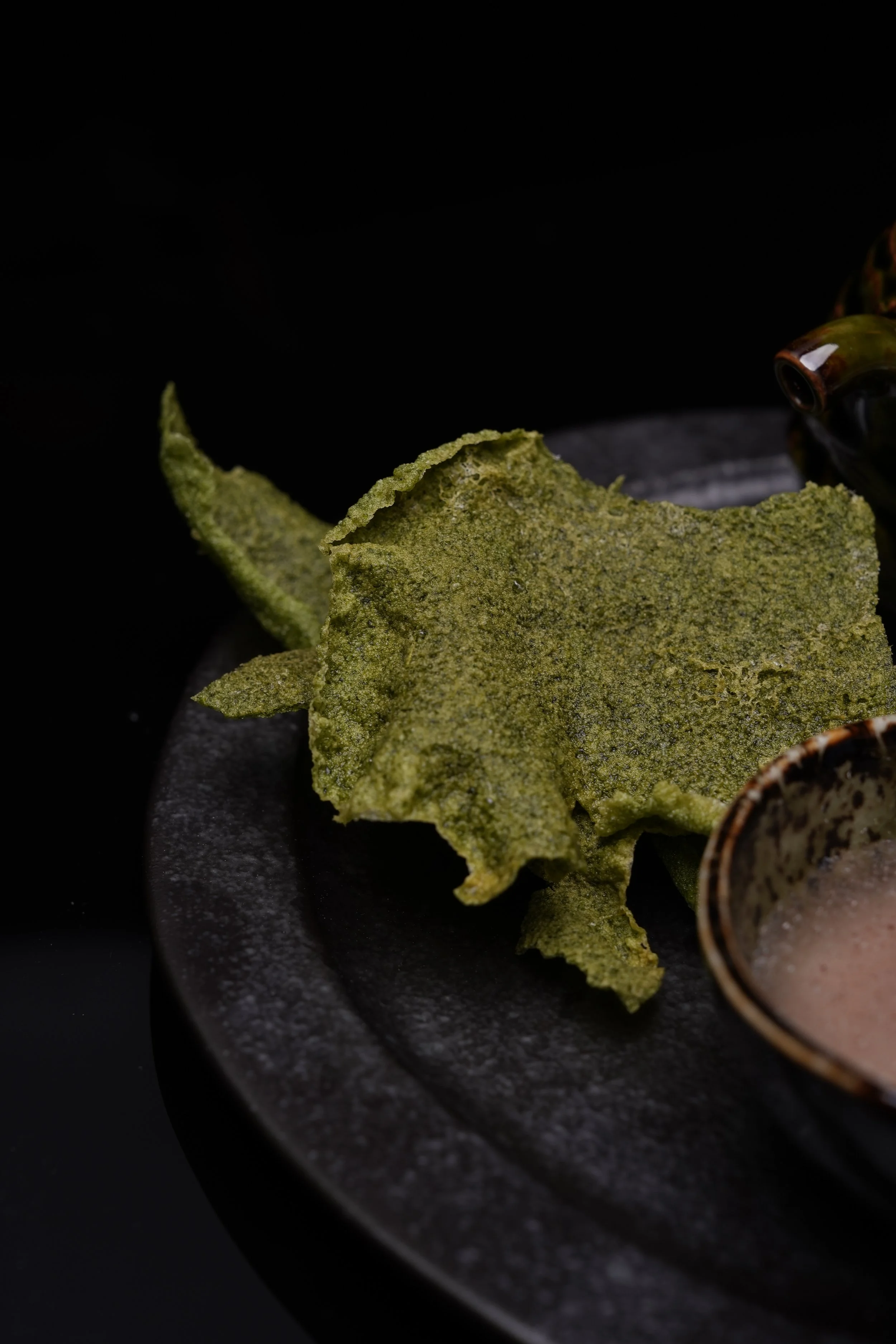 Delicate plated dessert paired with tea
